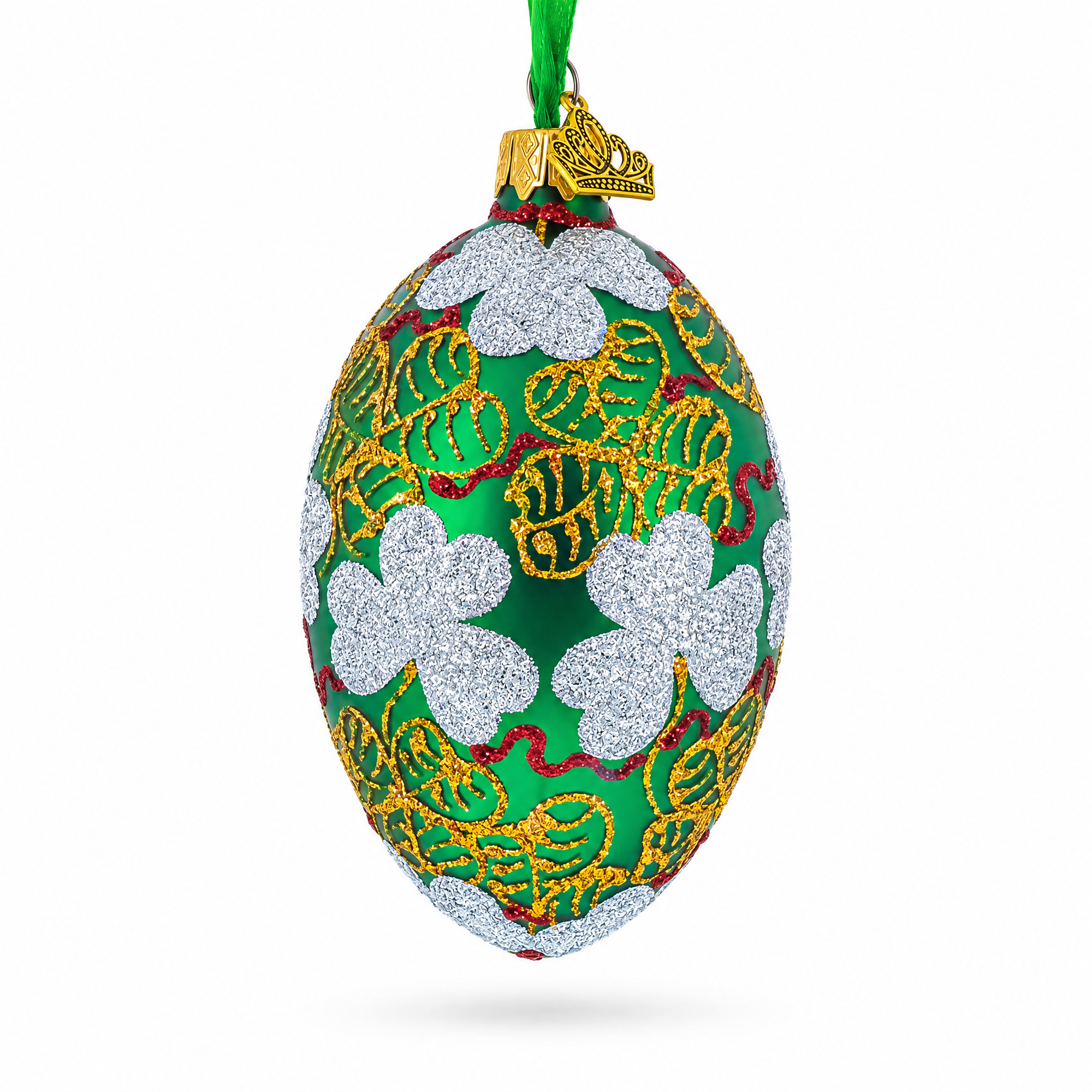 1902 Clover Leaf Royal Egg Glass Christmas Ornament 4 Inches