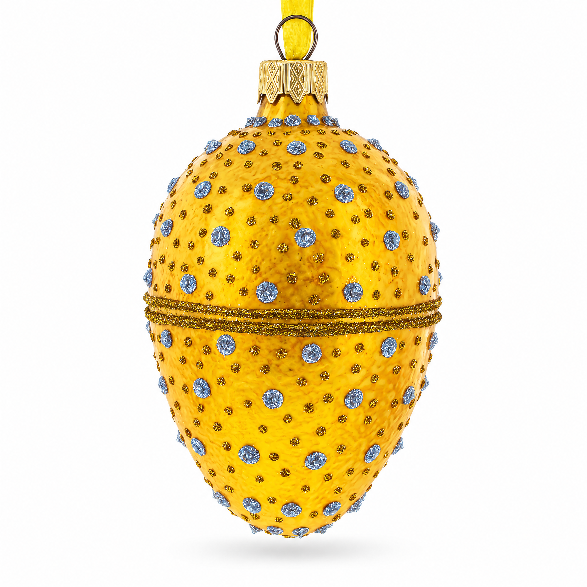 Diamond Drops Glass Egg Ornament 4 Inches