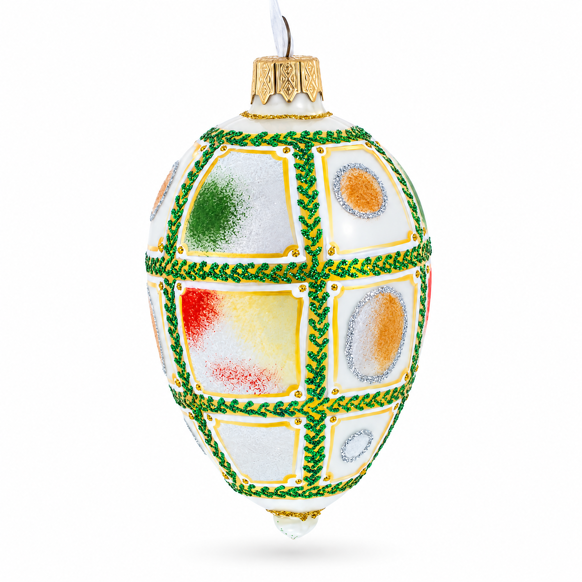 1911 Fifteenth Anniversary Royal Egg Glass Ornament 4 Inches