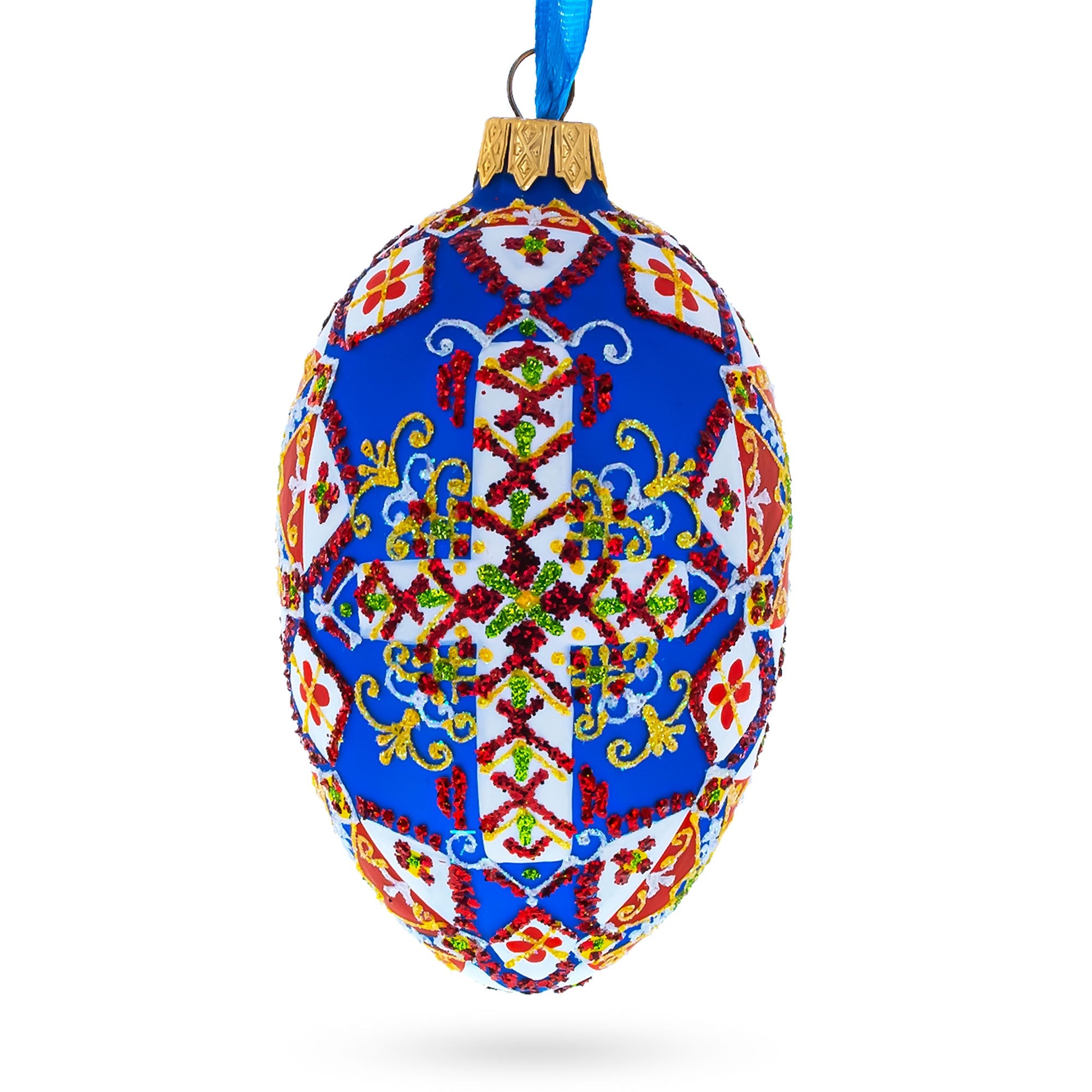 Statue of Liberty Ukrainian Glass Egg Ornament 4 Inches