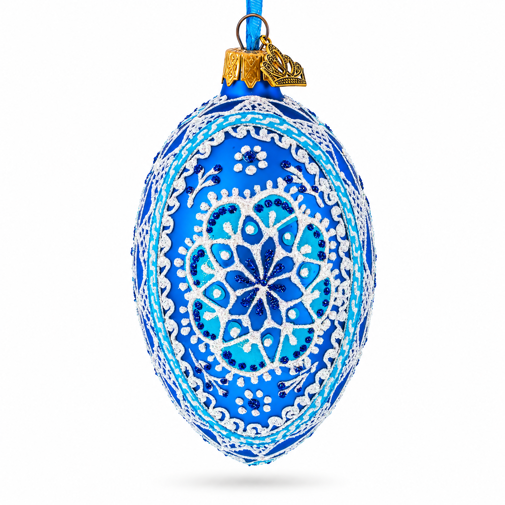 Spire Star Ukrainian Glass Egg Ornament 4 Inches