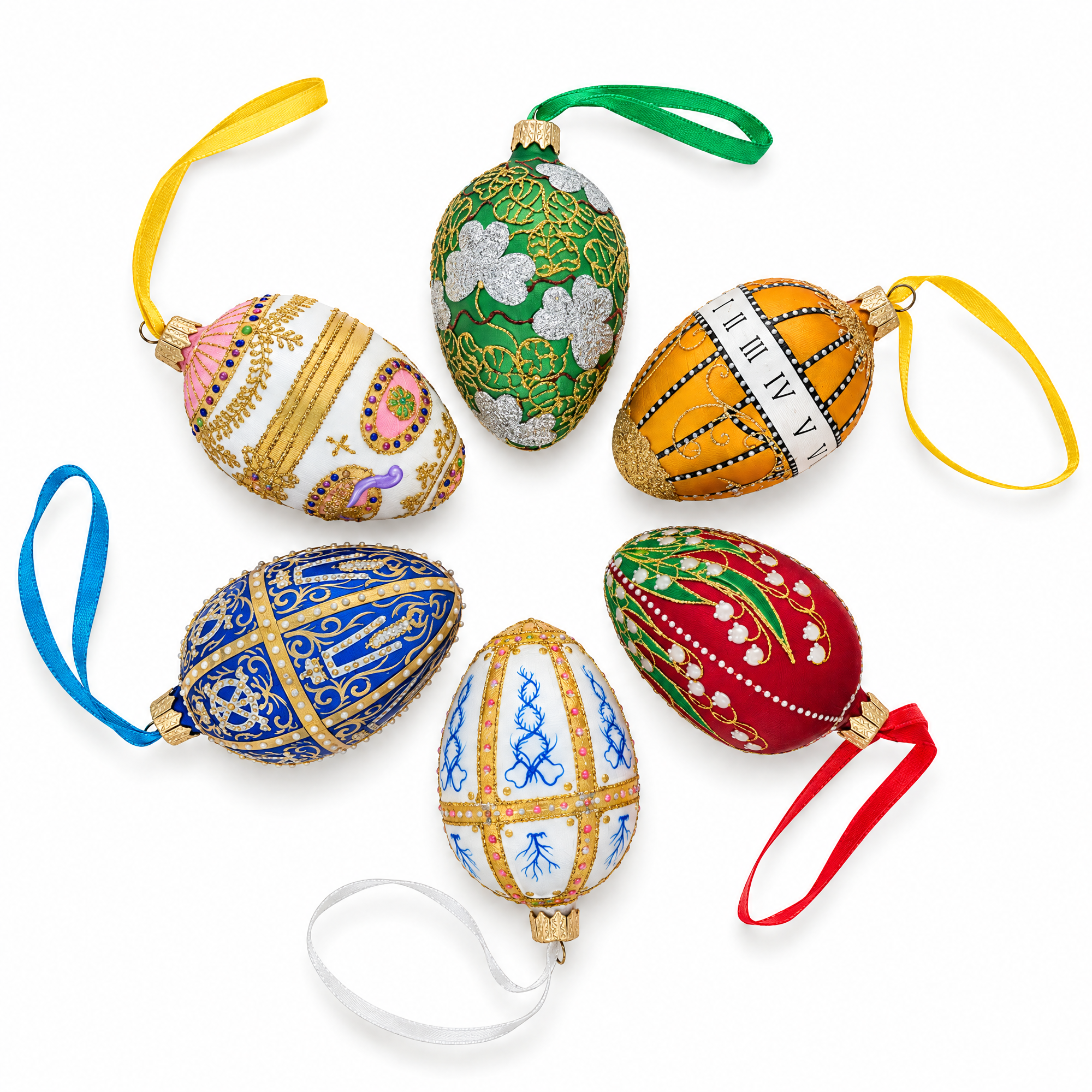 The Green Star Ukrainian Pysanka Glass Egg Ornament 4 Inches