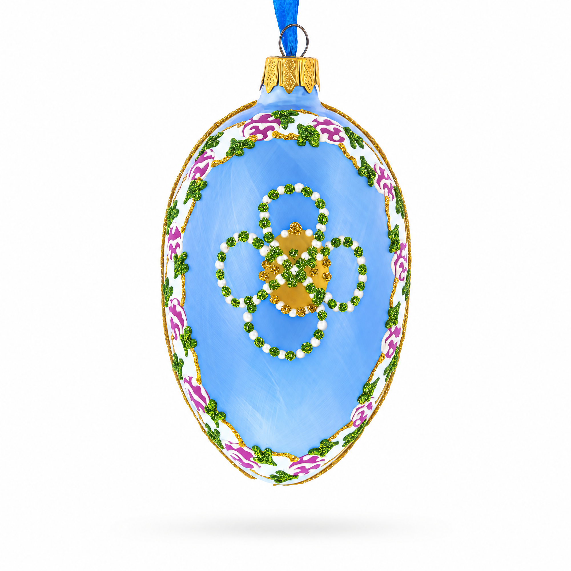 1907 Cradle With Garlands Royal Glass Egg Ornament 4 Inches