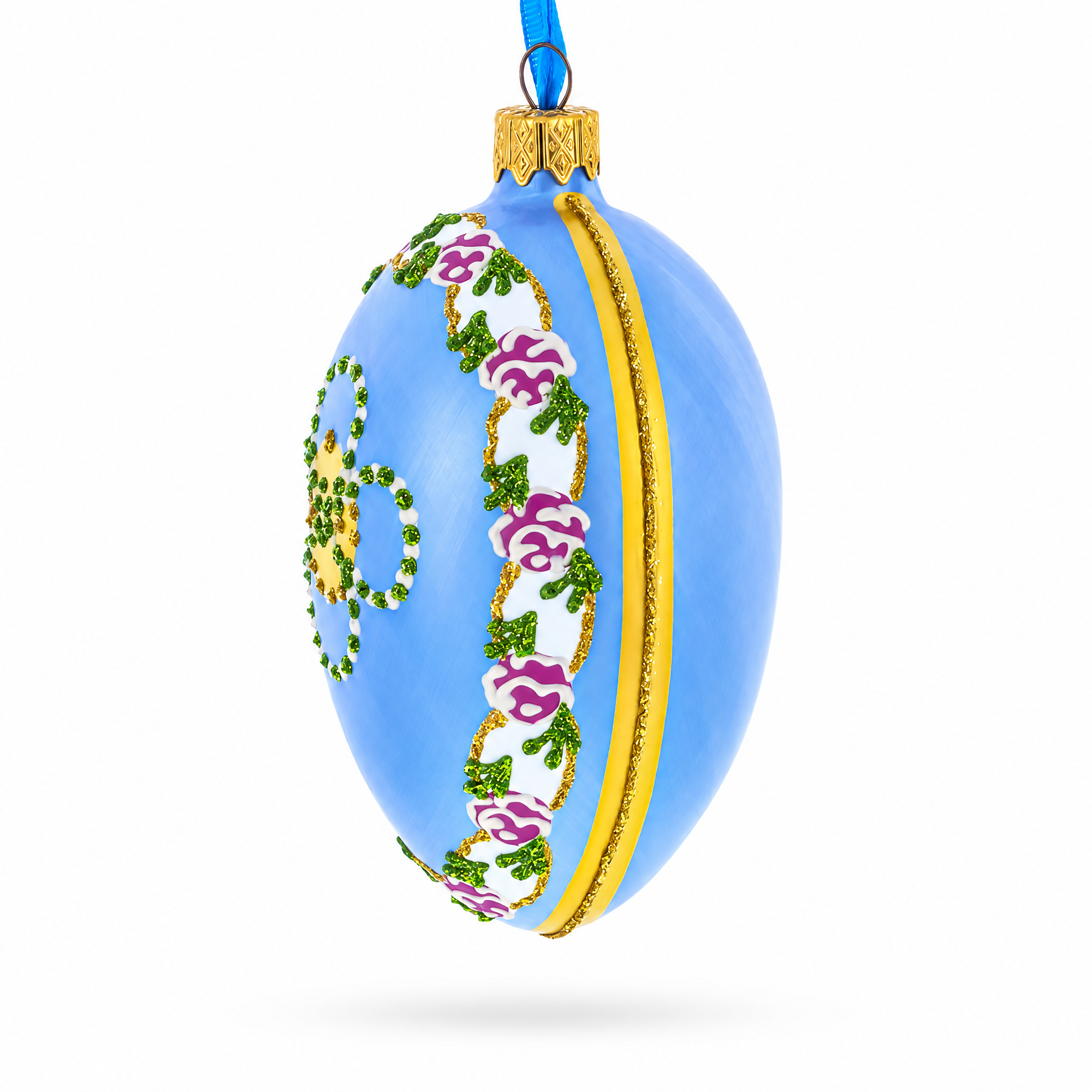 1907 Cradle With Garlands Royal Glass Egg Ornament 4 Inches