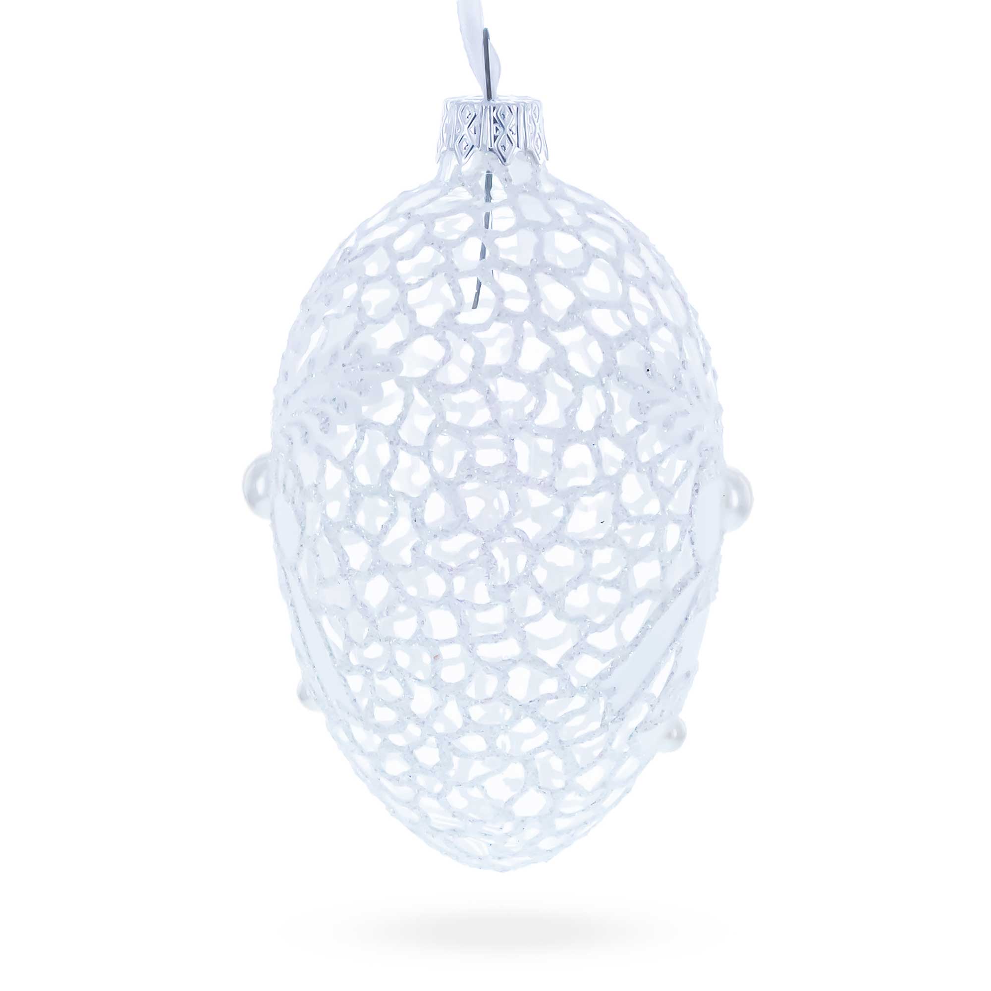 Winter Bells Egg Glass Ornament 4 Inches
