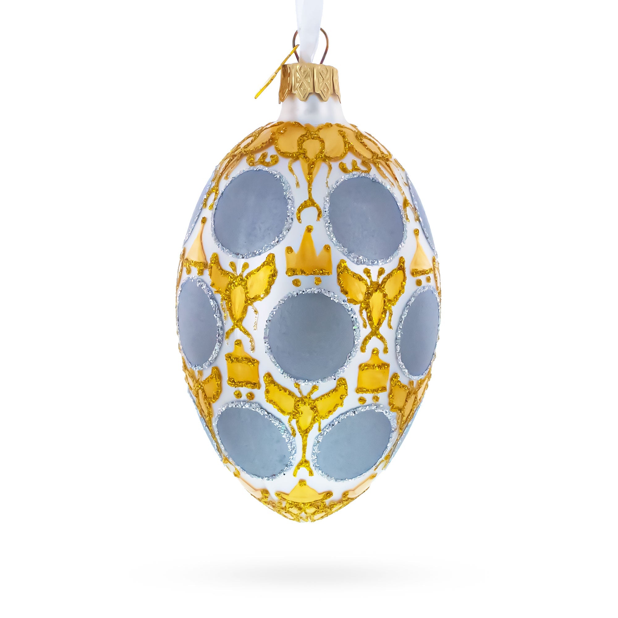 1913 Romanov Tercentenary Royal Glass Egg Ornament 4 Inches
