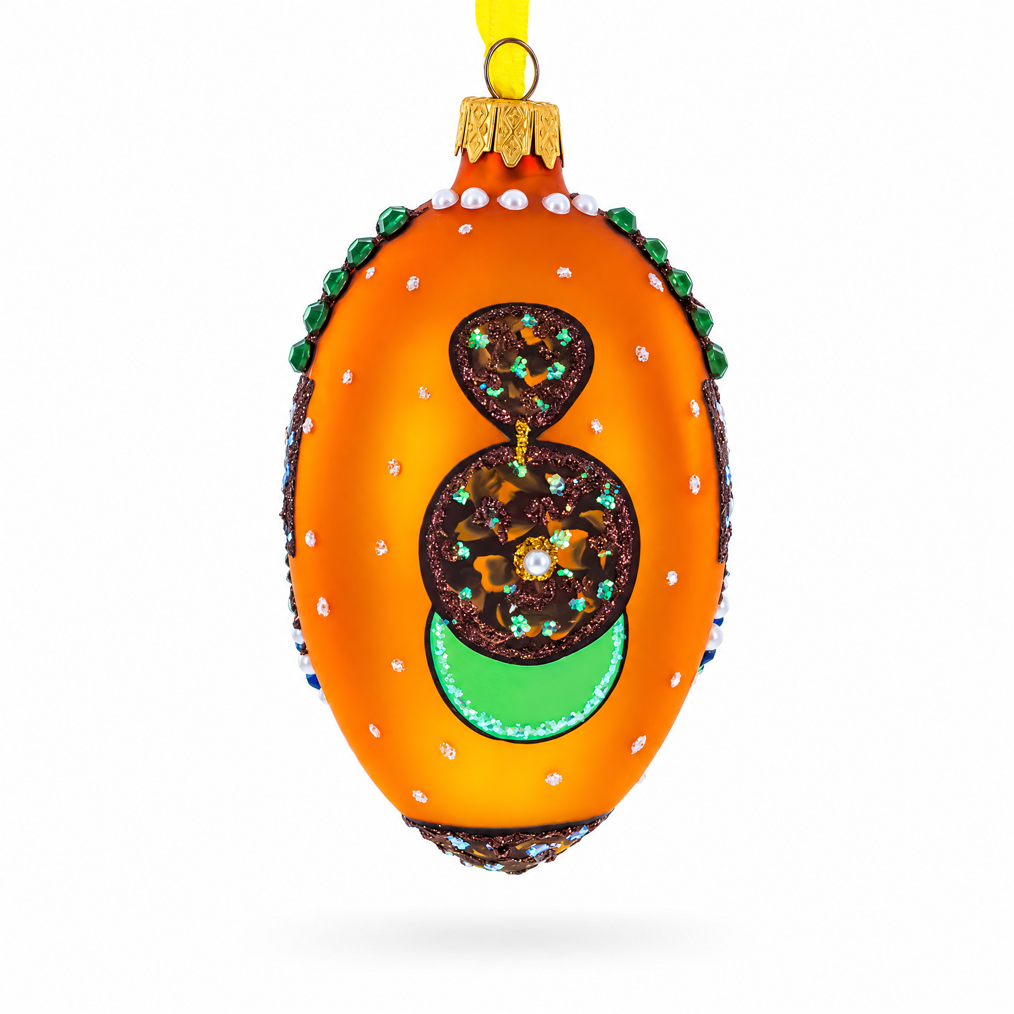 Italian Couturier Fine Earring Glass Egg Christmas Ornament 4 Inches