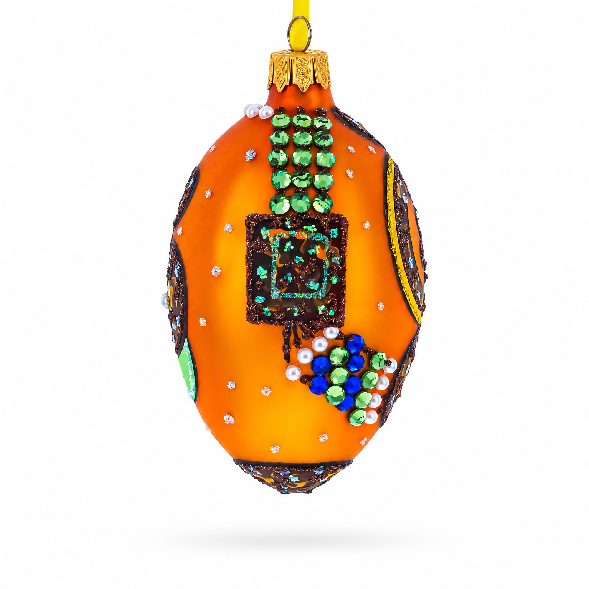 Italian Couturier Fine Earring Glass Egg Christmas Ornament 4 Inches