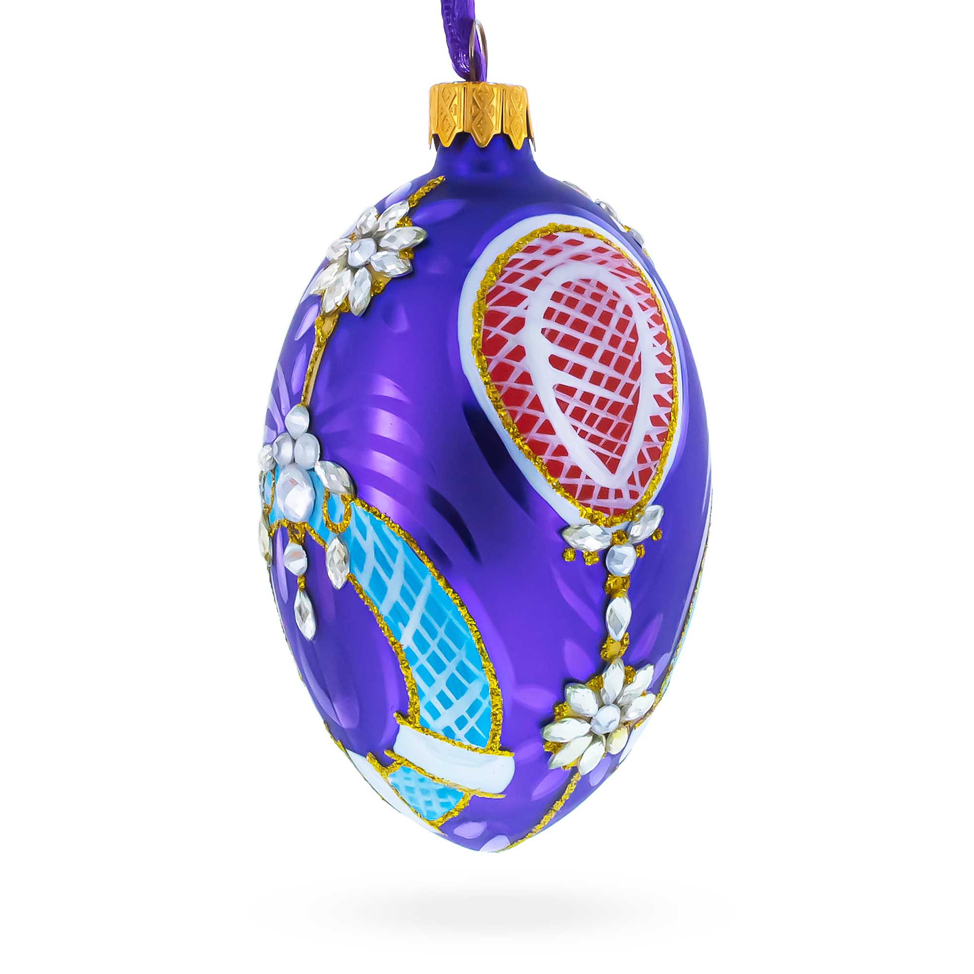 Milan Designer Luxury Flower Earrings Glass Egg Christmas Ornament 4 Inches