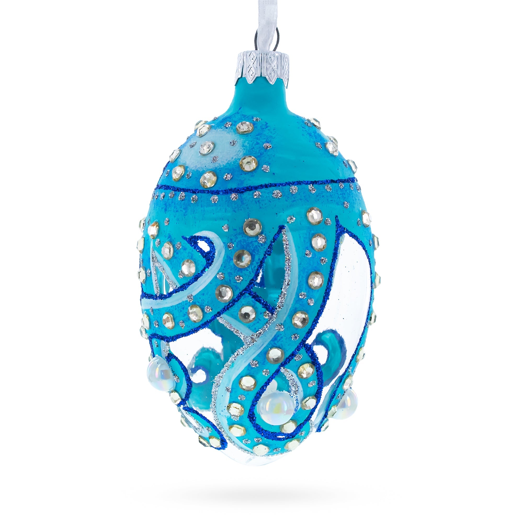 Octopus Glass Egg Christmas Ornament 4 Inches