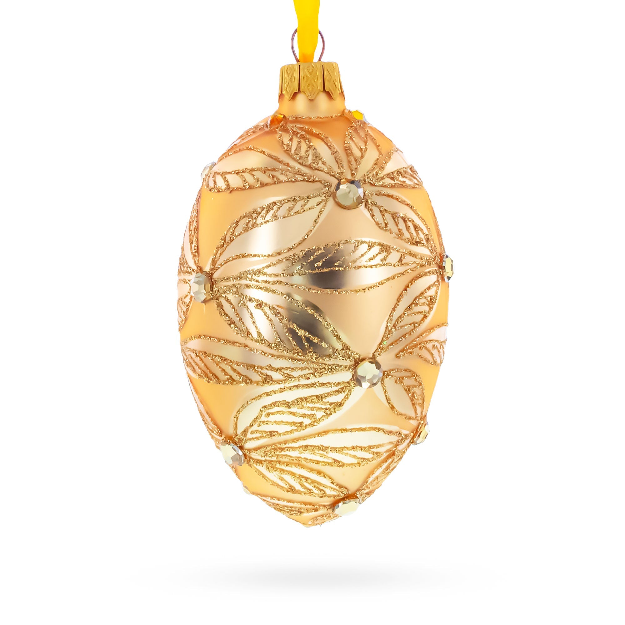 Jeweled Waves on Champagne Glass Egg Ornament 4 Inches
