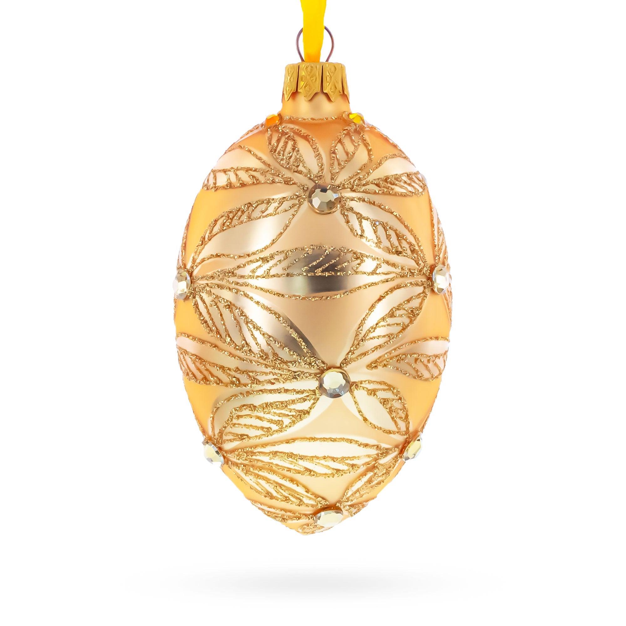 Jeweled Waves on Champagne Glass Egg Ornament 4 Inches