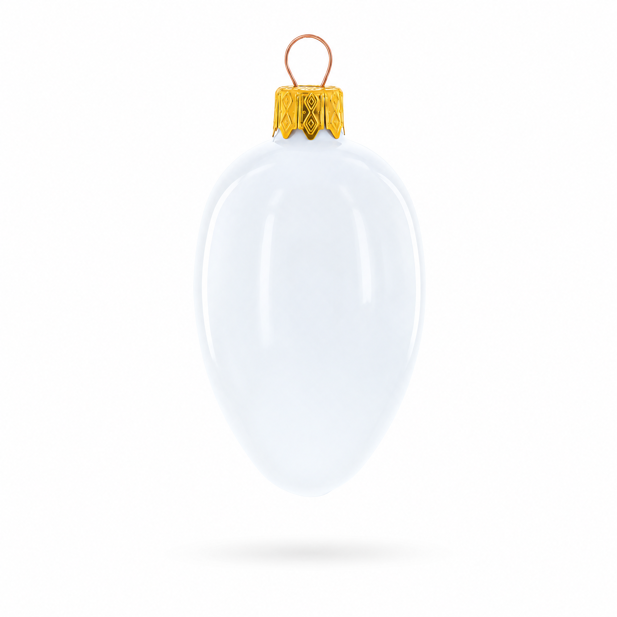 Set of 6 Glossy White Mini Glass Egg Ornaments 2.9 Inches