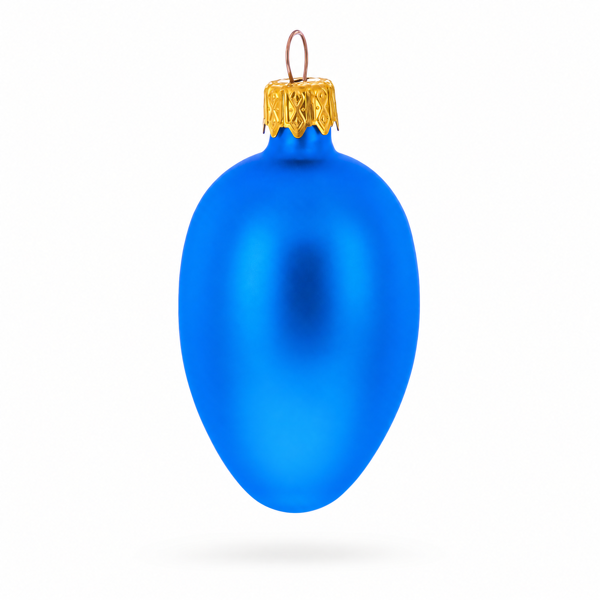 Set of 6 Matte Blue  Mini Glass Egg Ornaments 2.9 Inches