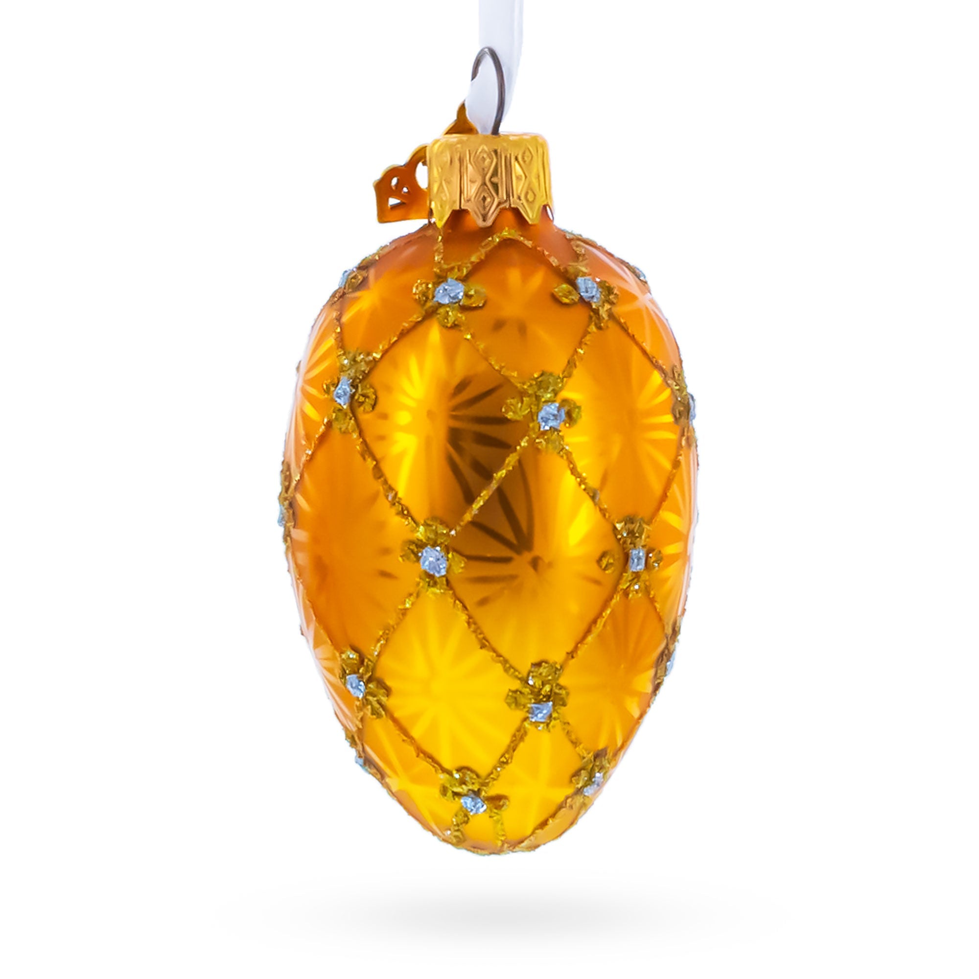 Coronation Royal Mini Blue Glass Egg Ornament 2.9 Inches