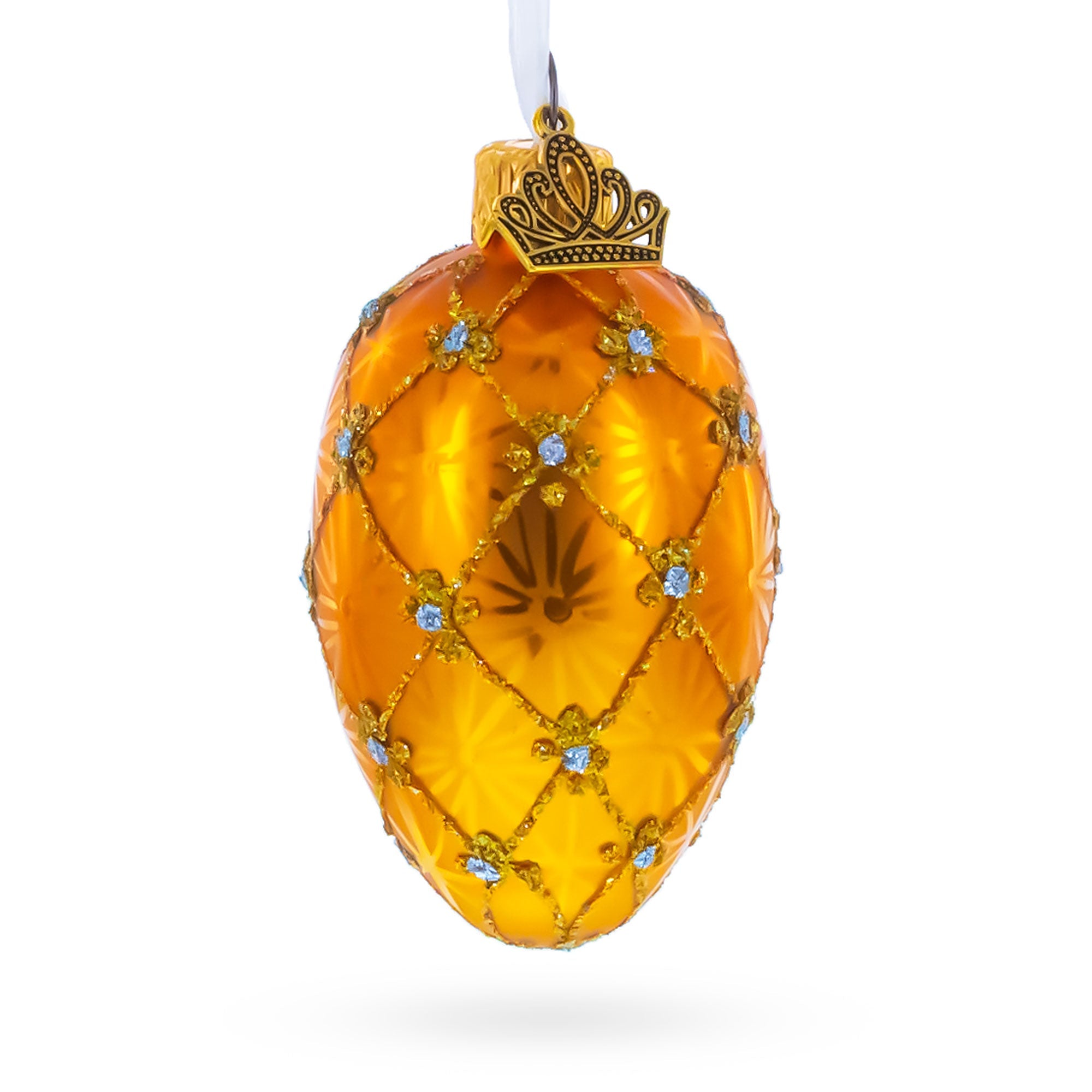 Coronation Royal Mini Blue Glass Egg Ornament 2.9 Inches