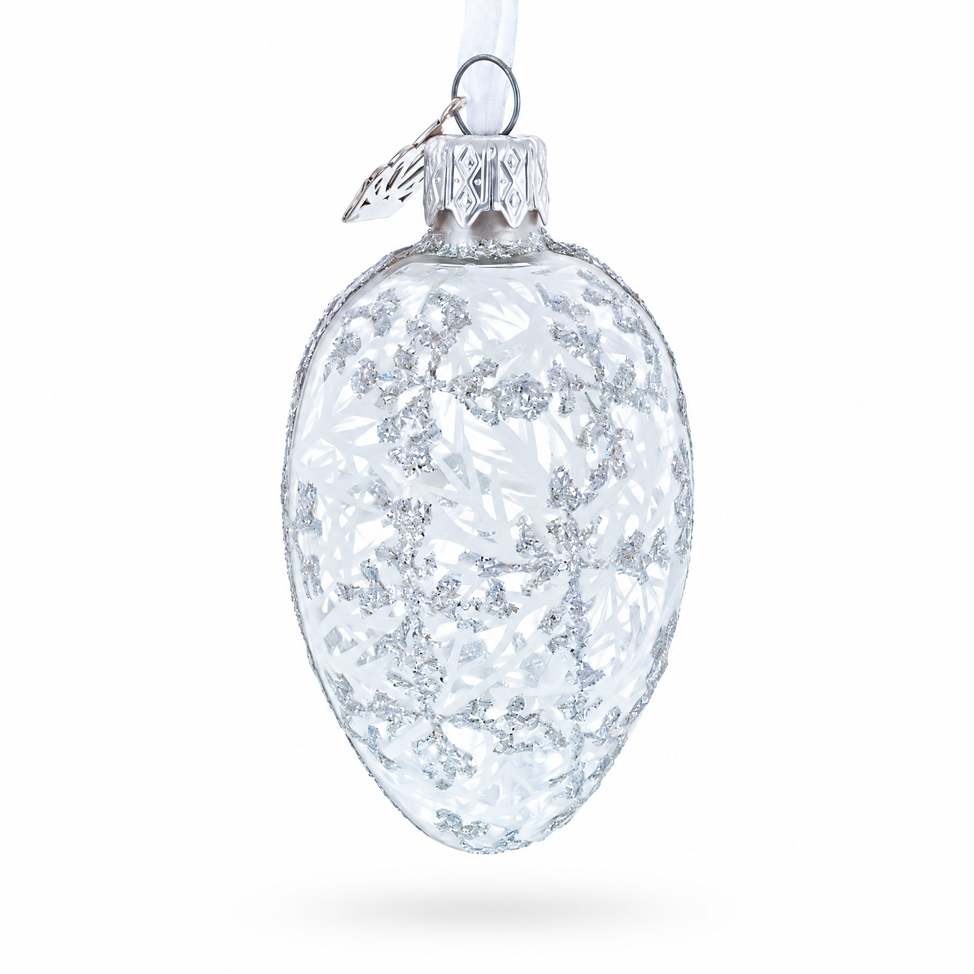 1913 Winter Mini Glass Egg Ornament 2.9 Inches