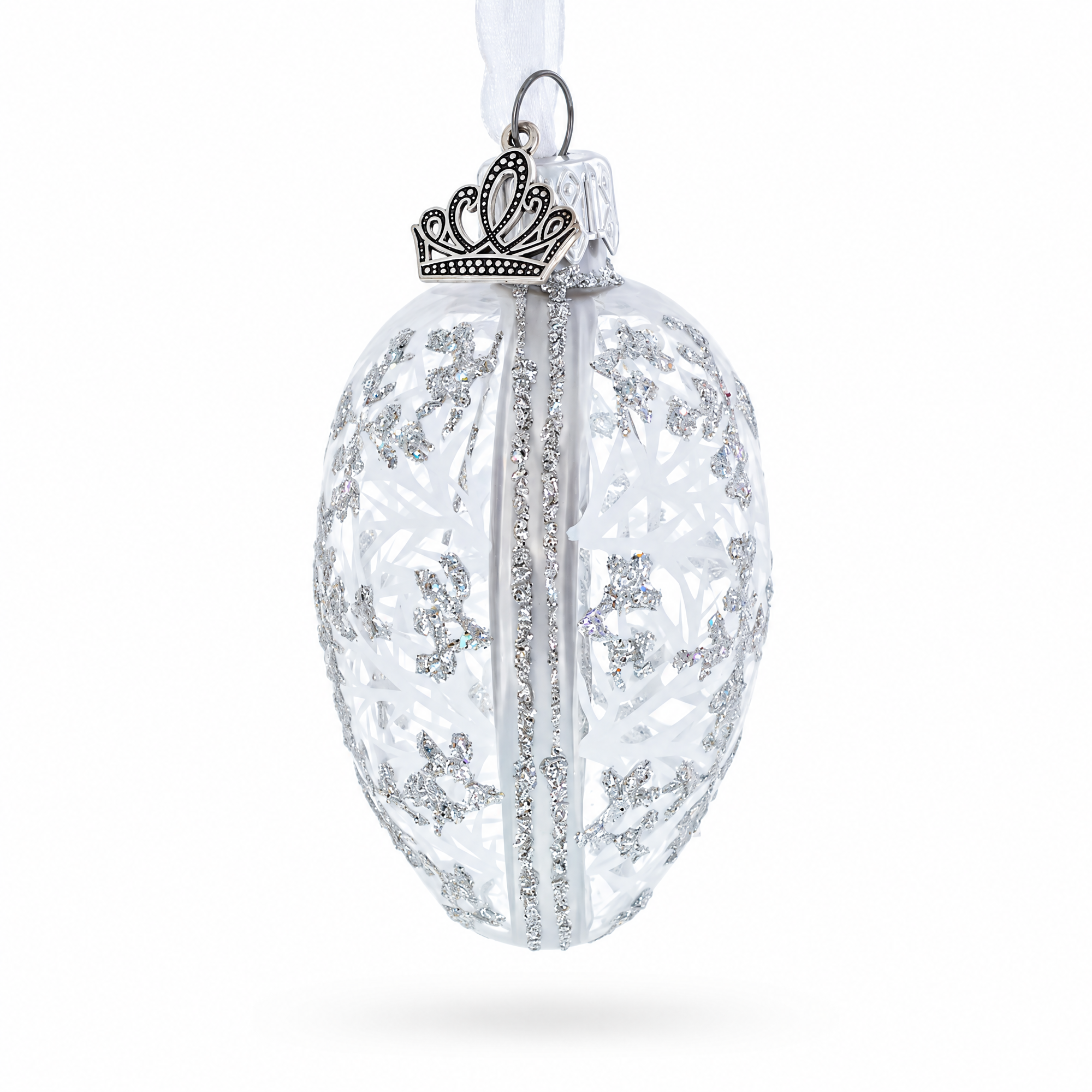 1913 Winter Mini Glass Egg Ornament 2.9 Inches