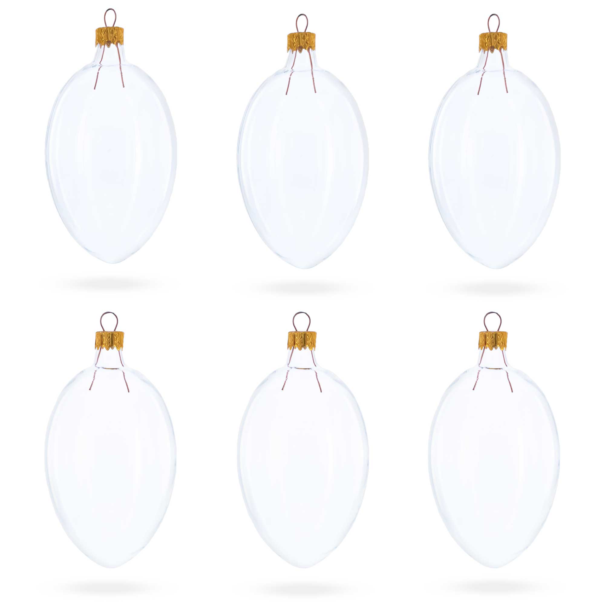 Set of 6 Clear Glass Egg Ornaments DIY Craft 4 Inches