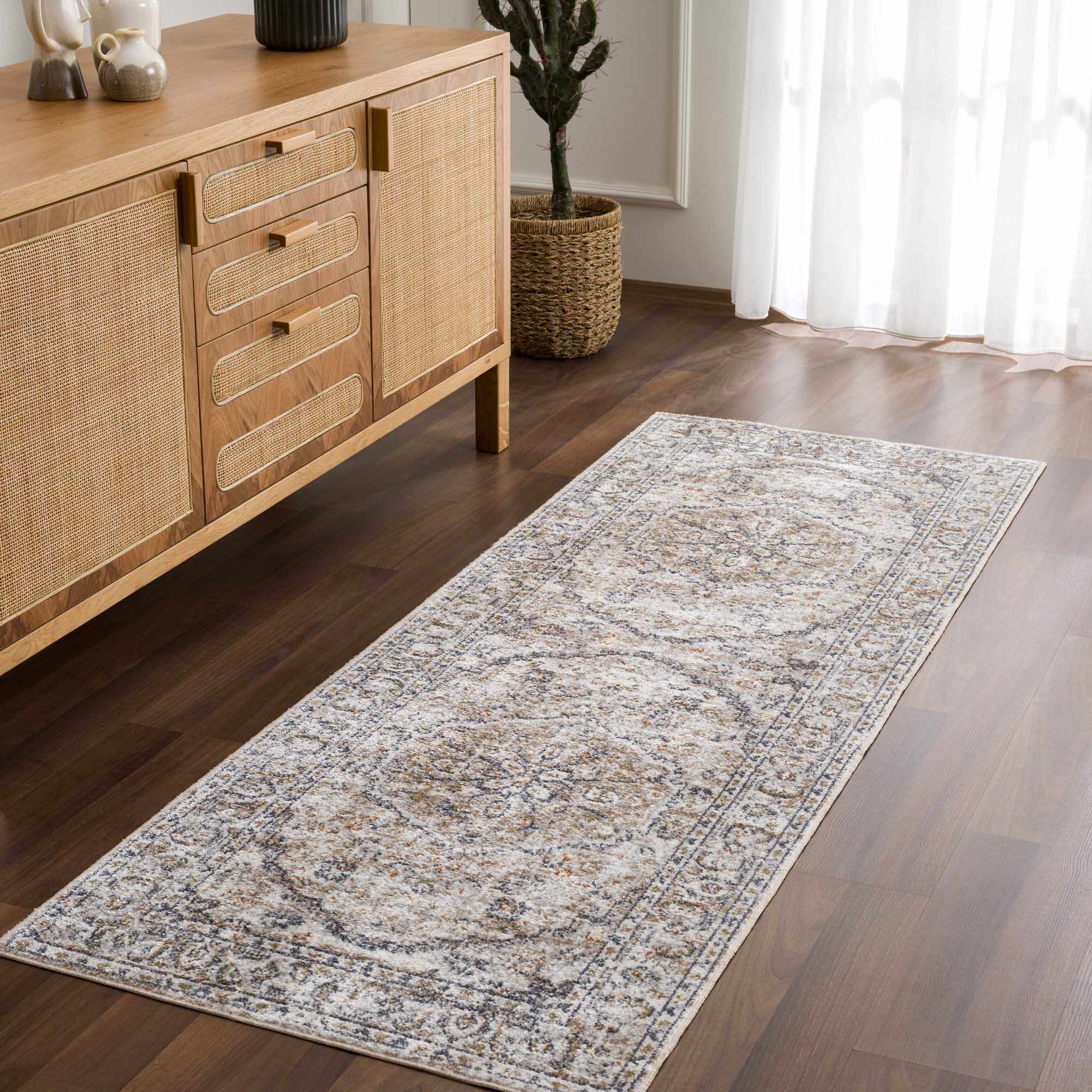 Cream Hiti Washable Runner Rug