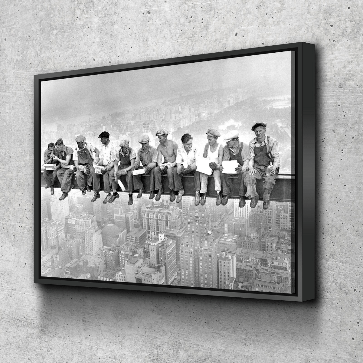 Lunch Atop Skyscraper, Steelworkers Classic Black White Canvas Wall Art, New York Iconic Construction Workers, Black White