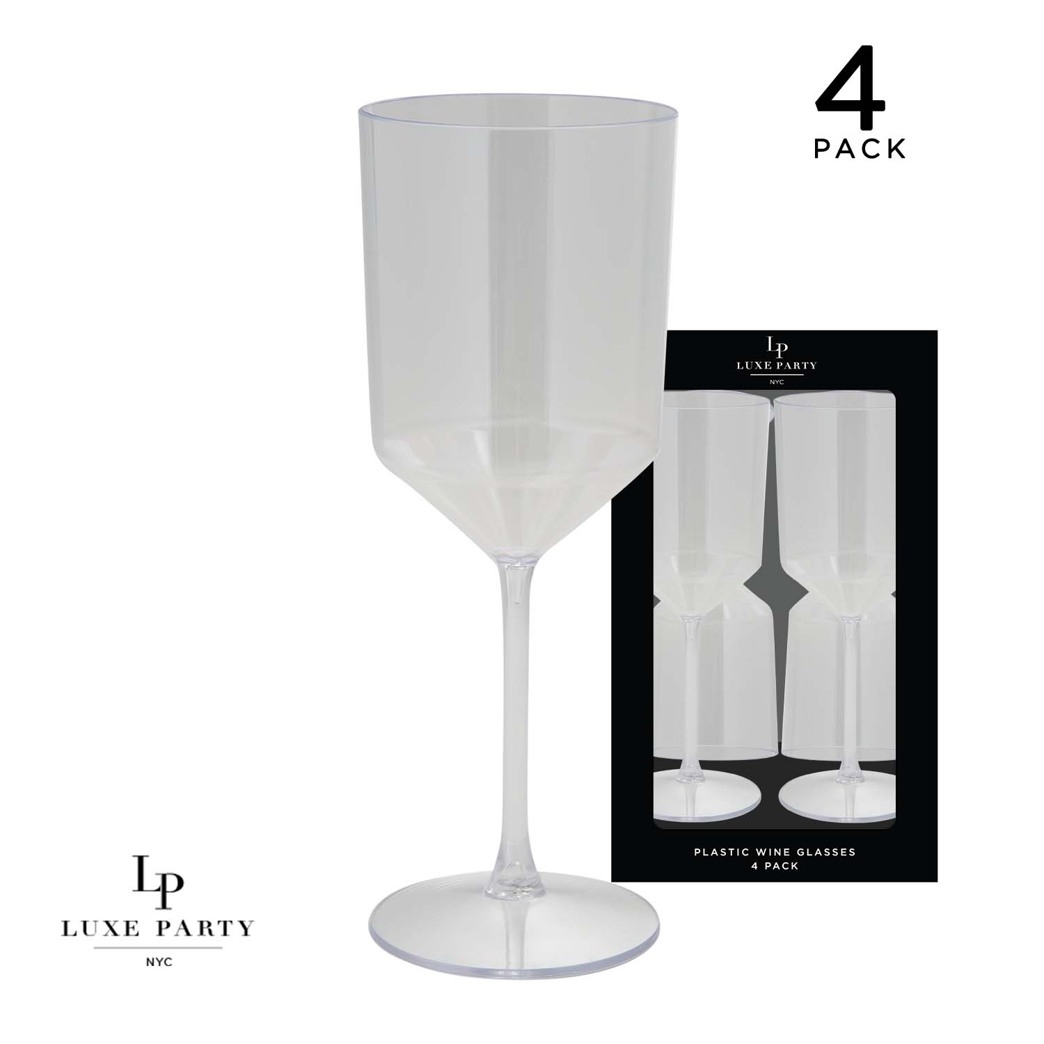 Upscale Round Clear Plastic Wine Cups | 4 Cups
