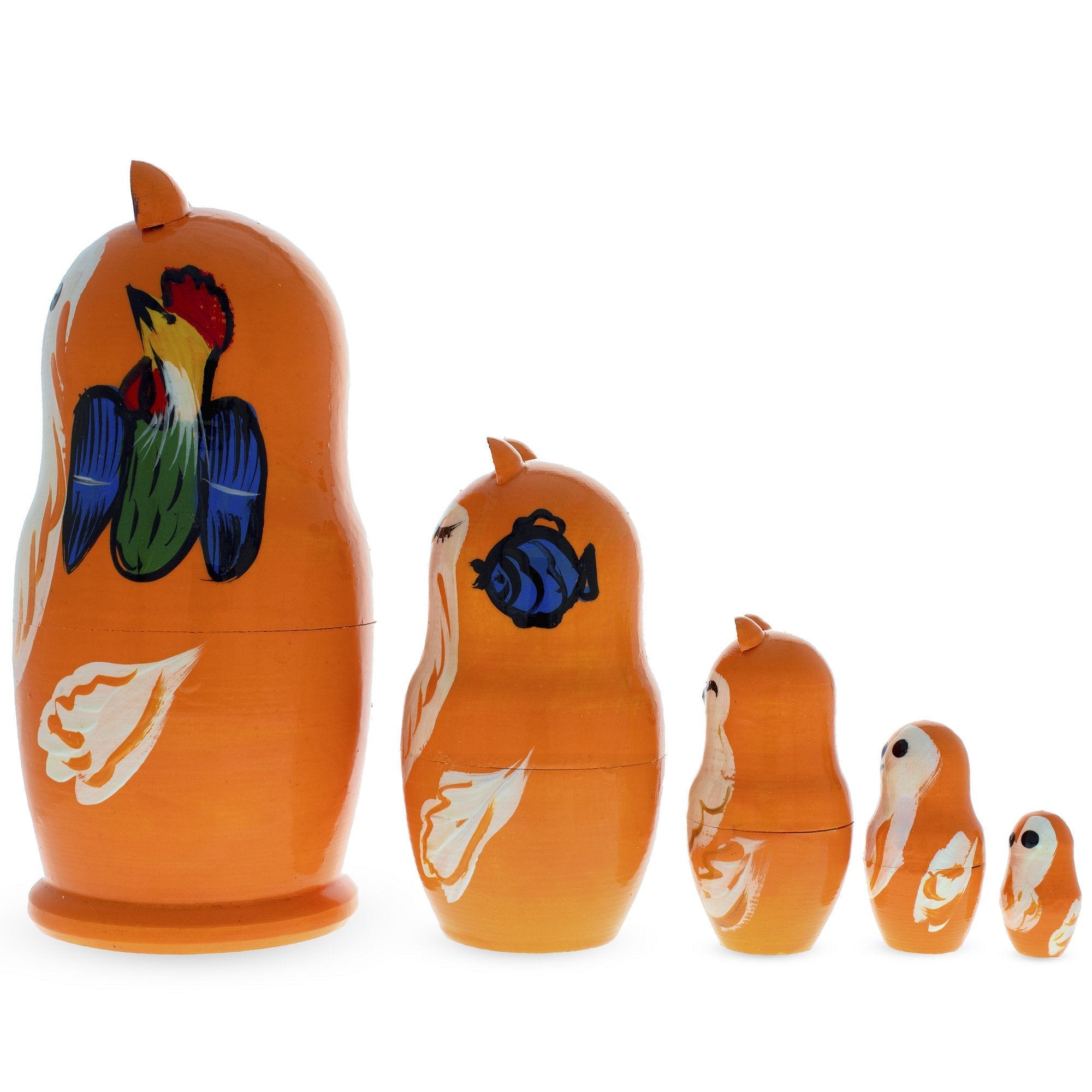 Set of 5 Fox Family Wooden Nesting Figurines