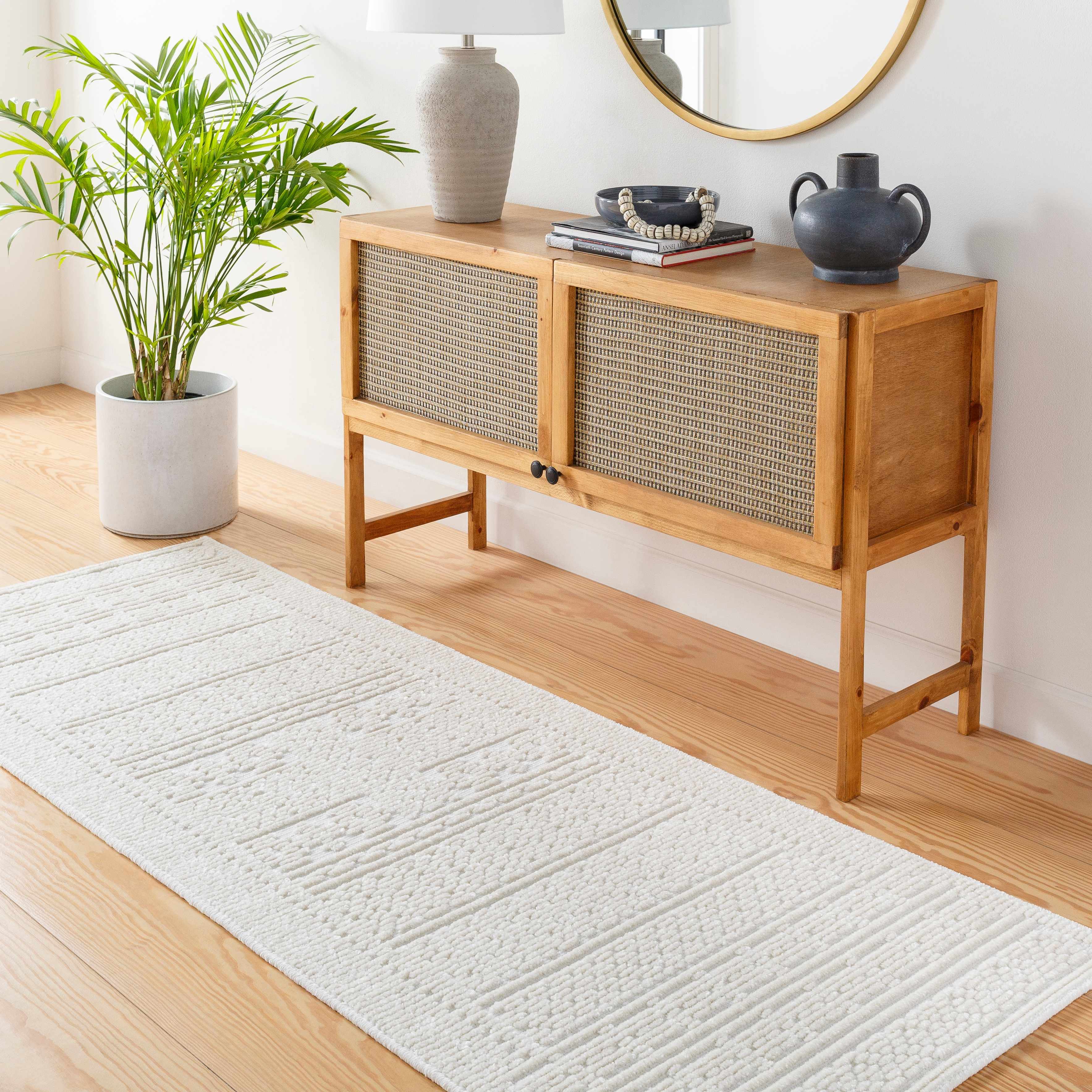 Bahar Cream Washable 7ft Runner Rug