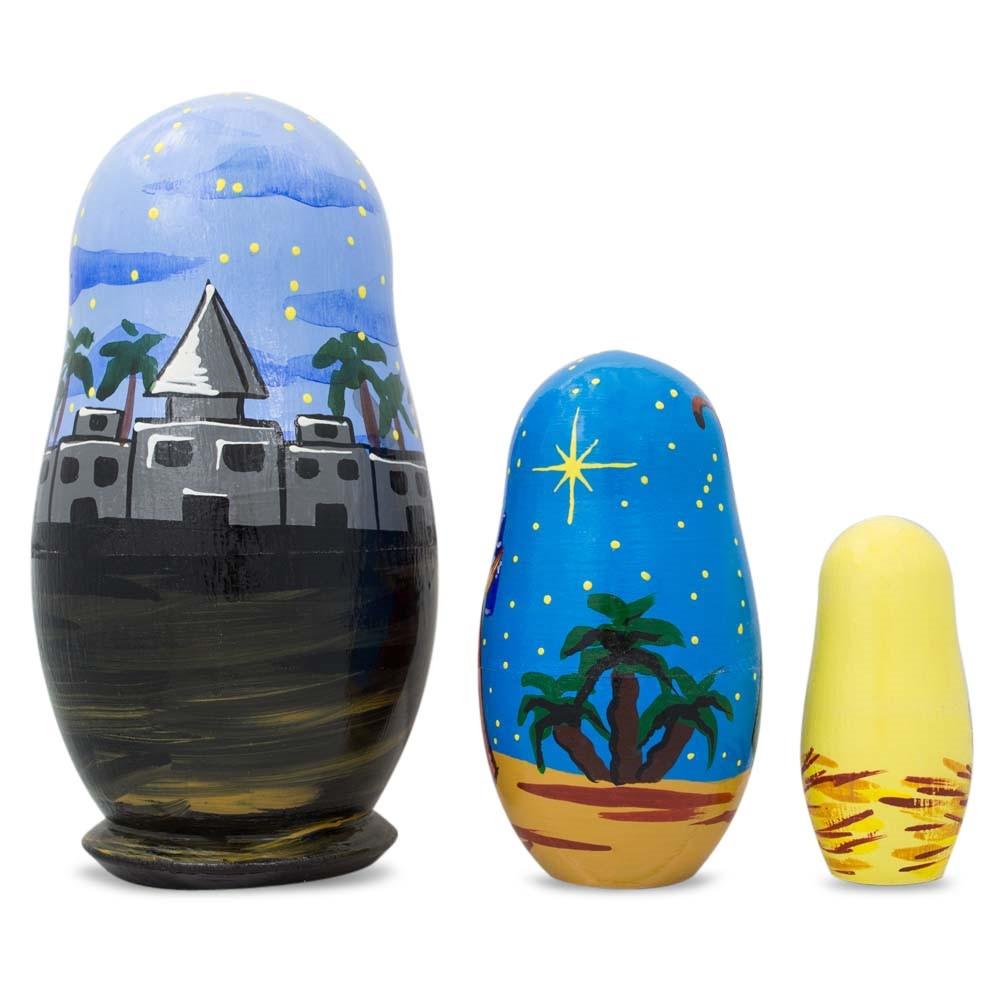 Set of 3 Wooden Nativity Nesting Dolls Religious Christmas Figurines