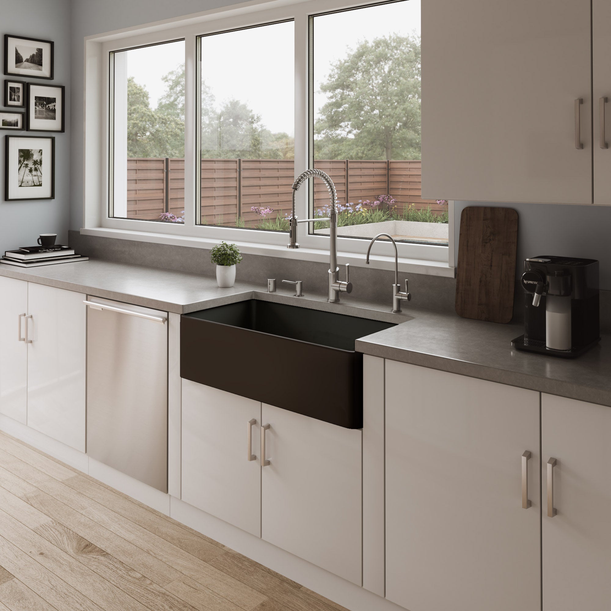 Black Matte Smooth Apron 36'' X 18'' Single Bowl Fireclay Farm Sink