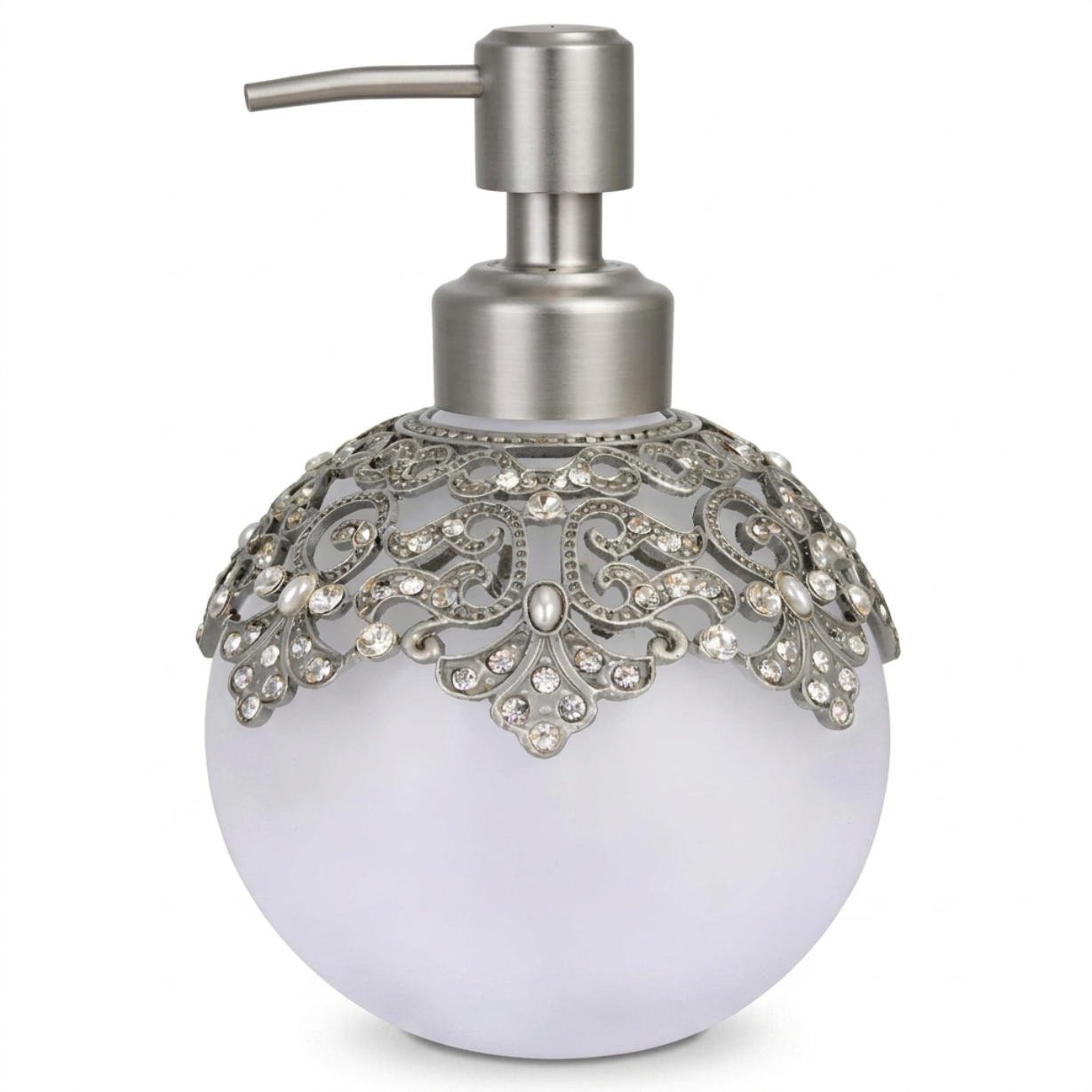 Soap Dispenser – Isolde Essence Frosted Glass Decorative Bathroom Accessory 12 oz
