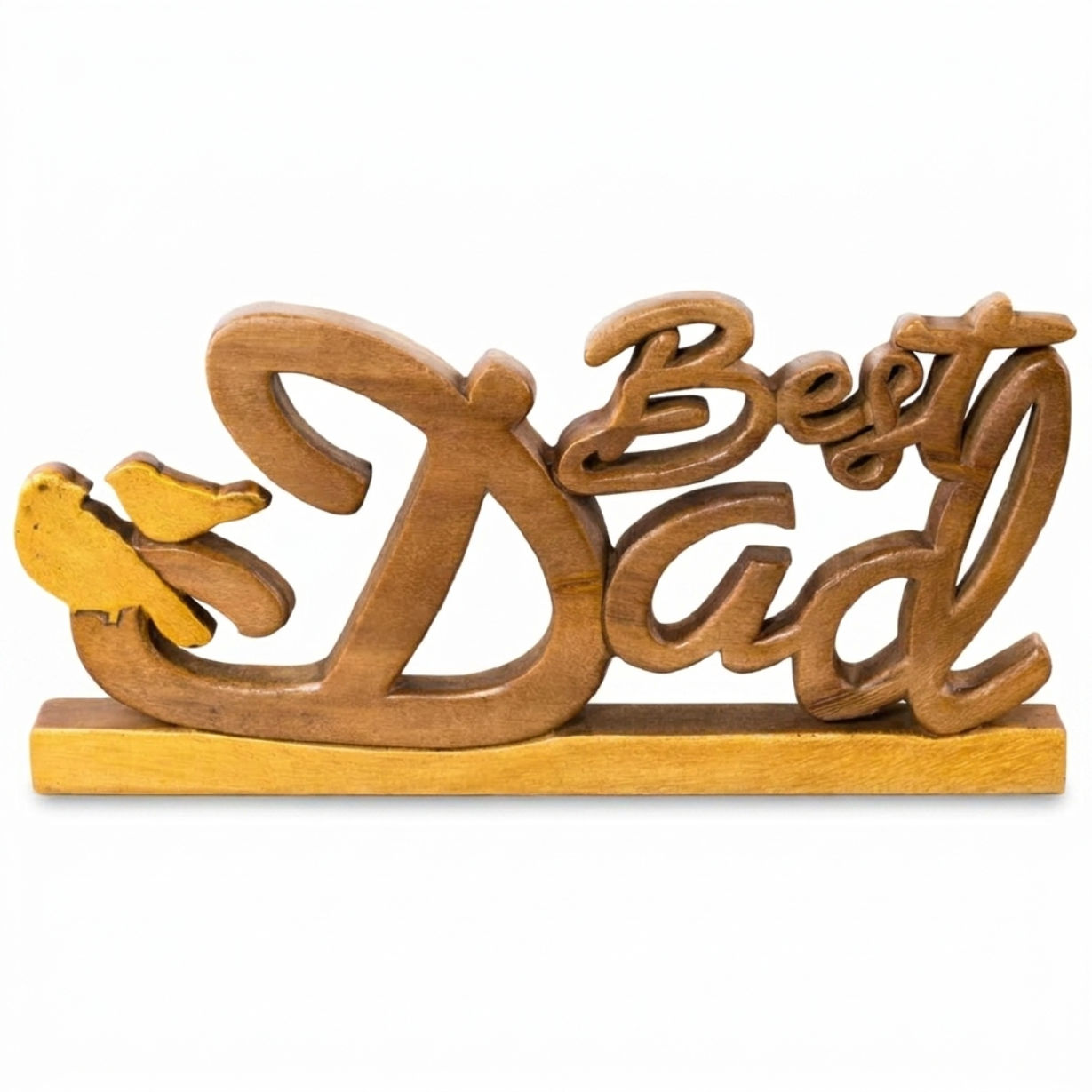 Handmade Wooden Sculpture – Best Dad Gift | Solid Acacia Wood Art Plaque