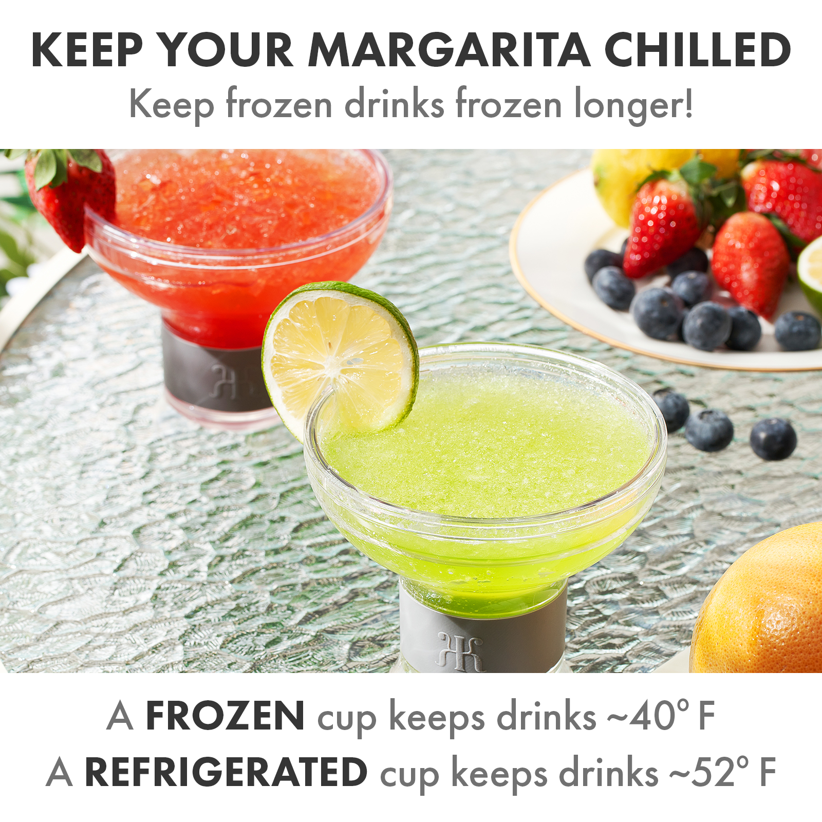 Barcelona Frozen Margarita & Cocktail Chiller Glasses, Acrylic, Set of 2