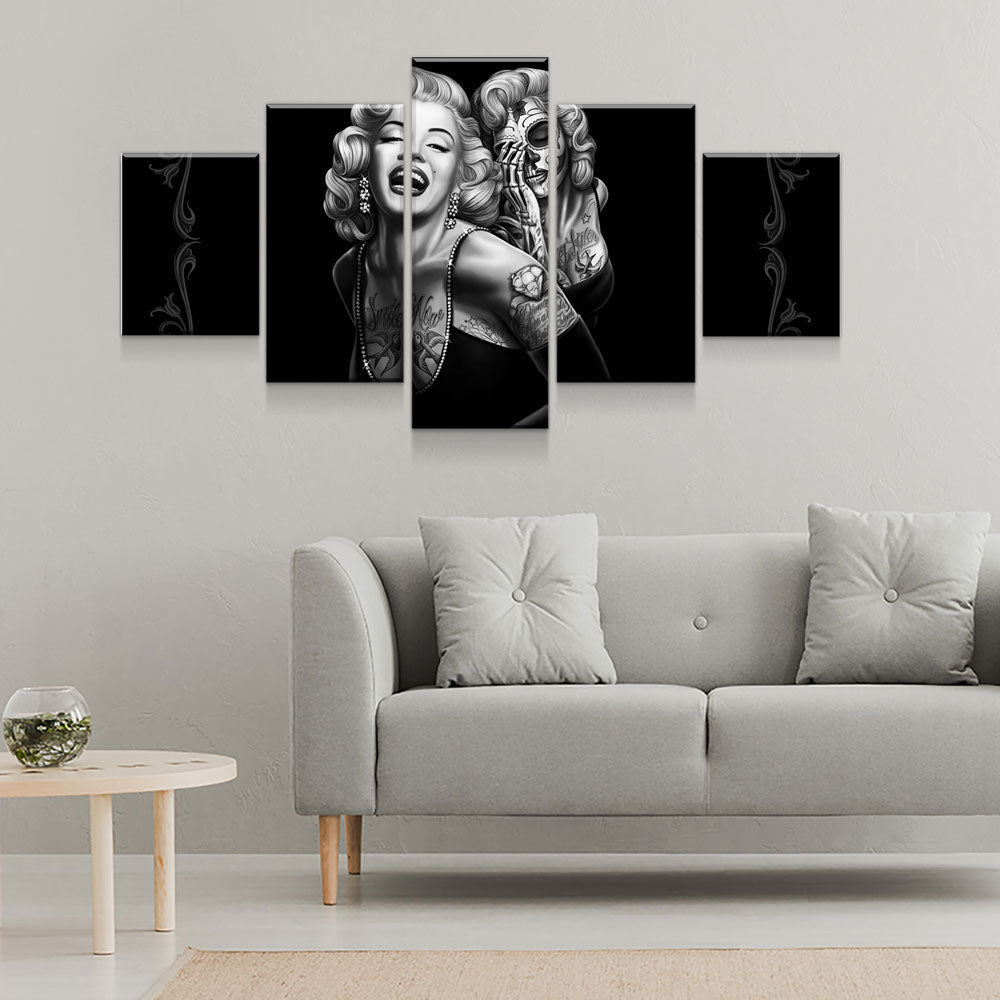 Marilyn Monroe Smile Now Cry Later 5-Piece Wall Art Canvas