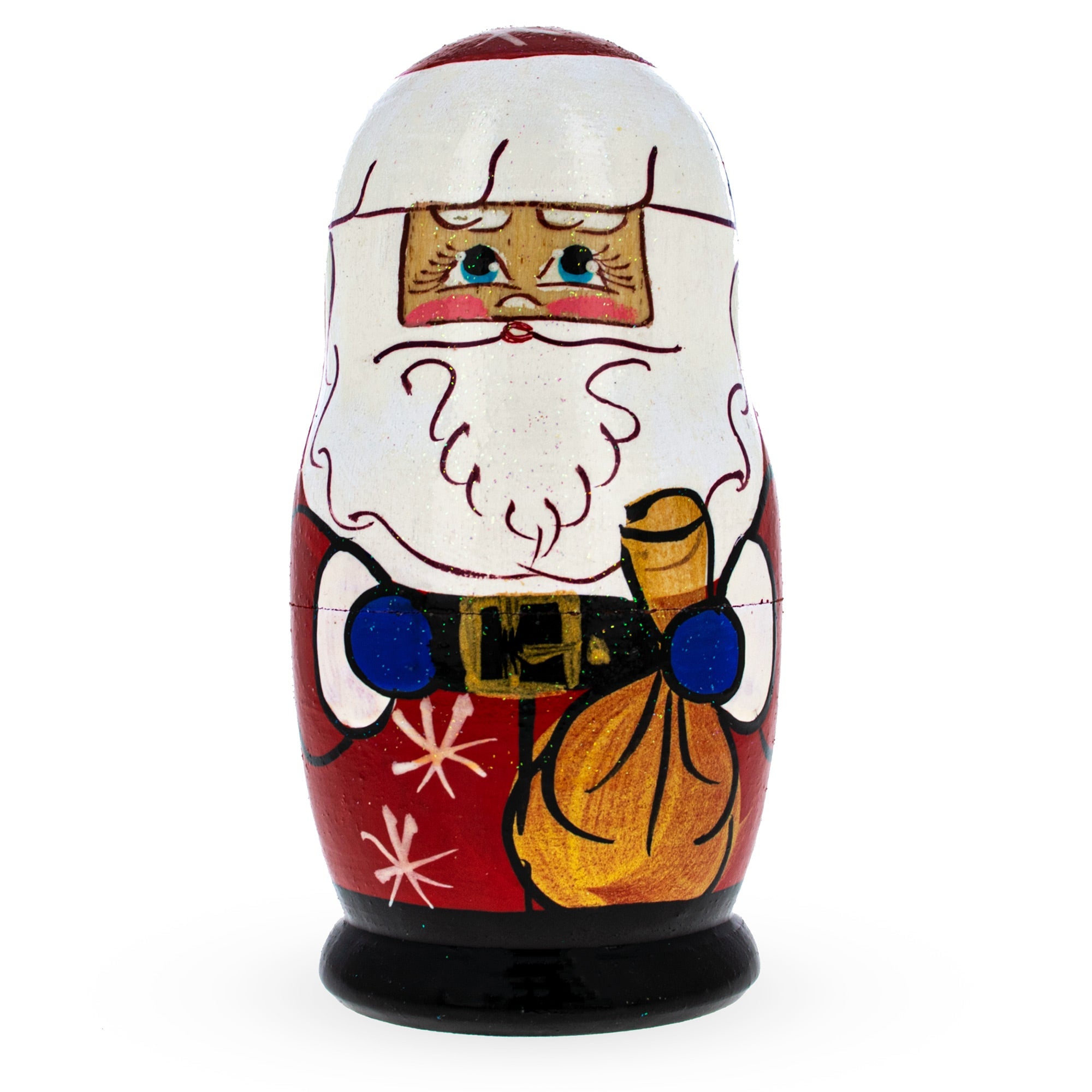 Set of 5 Wooden Christmas Nesting Dolls - 4.2" Santa Stacking Matryoshka