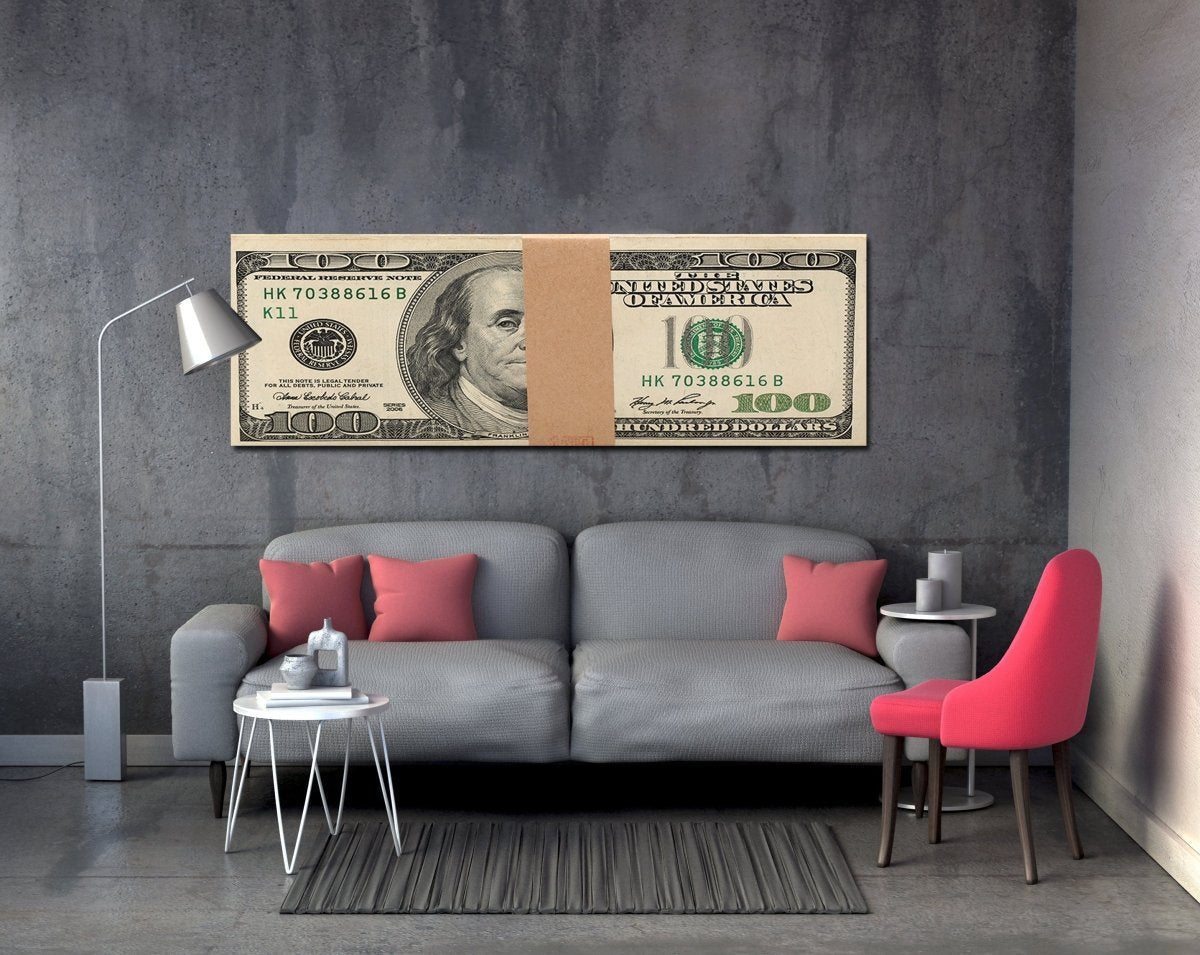 Money Stack Franklin Bills Canvas Wall Art Motivational Wall Decor