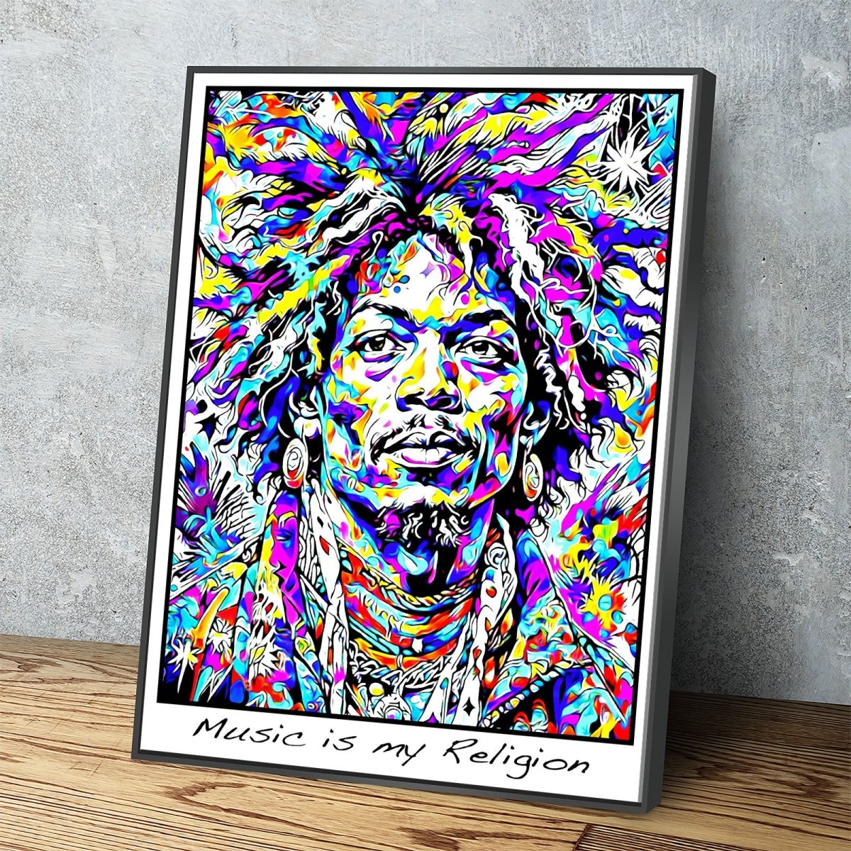 Music is my Religion Canvas Wall Art, Hendrix Decor