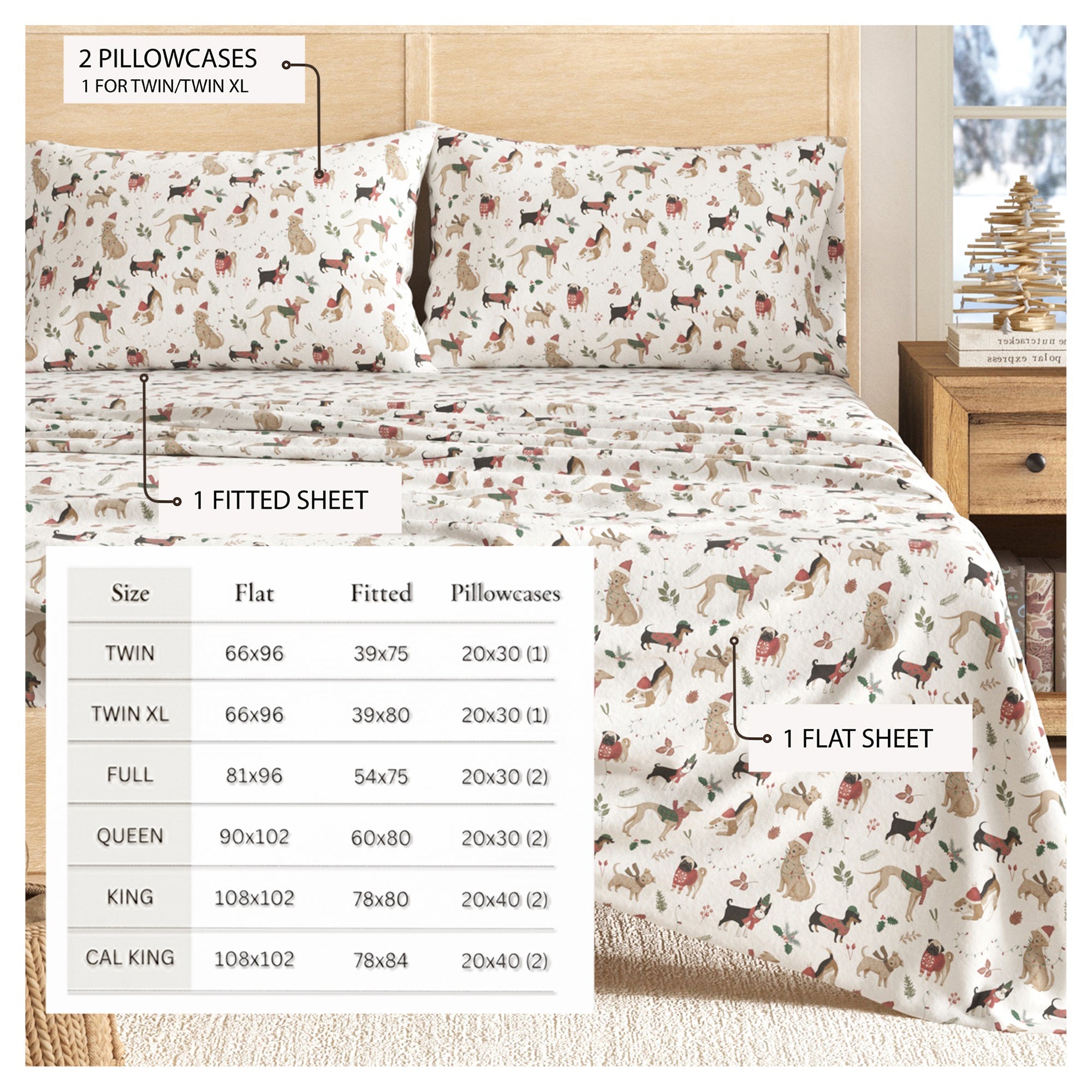 Turkish Cotton Christmas Flannel Sheet - Whittaker Collection