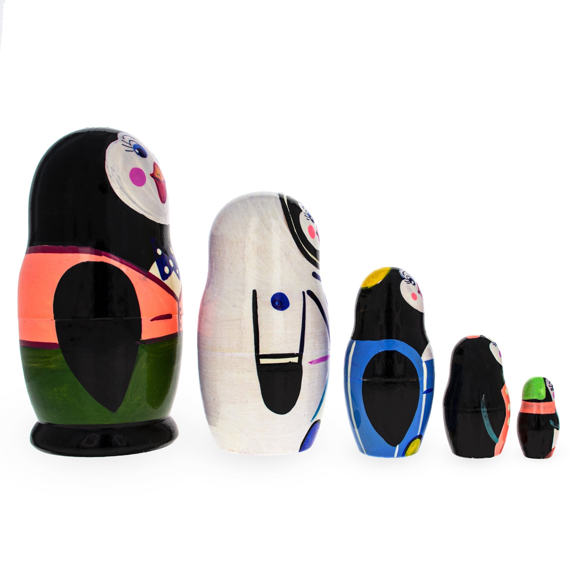 Set of 5 Happy Penguins Nesting Figurines