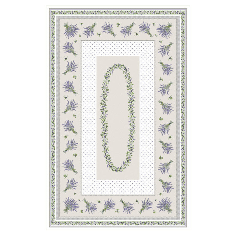 60x78" Rectangular Lauris Acrylic-Coated Cotton Tablecloth by Tissus Toselli