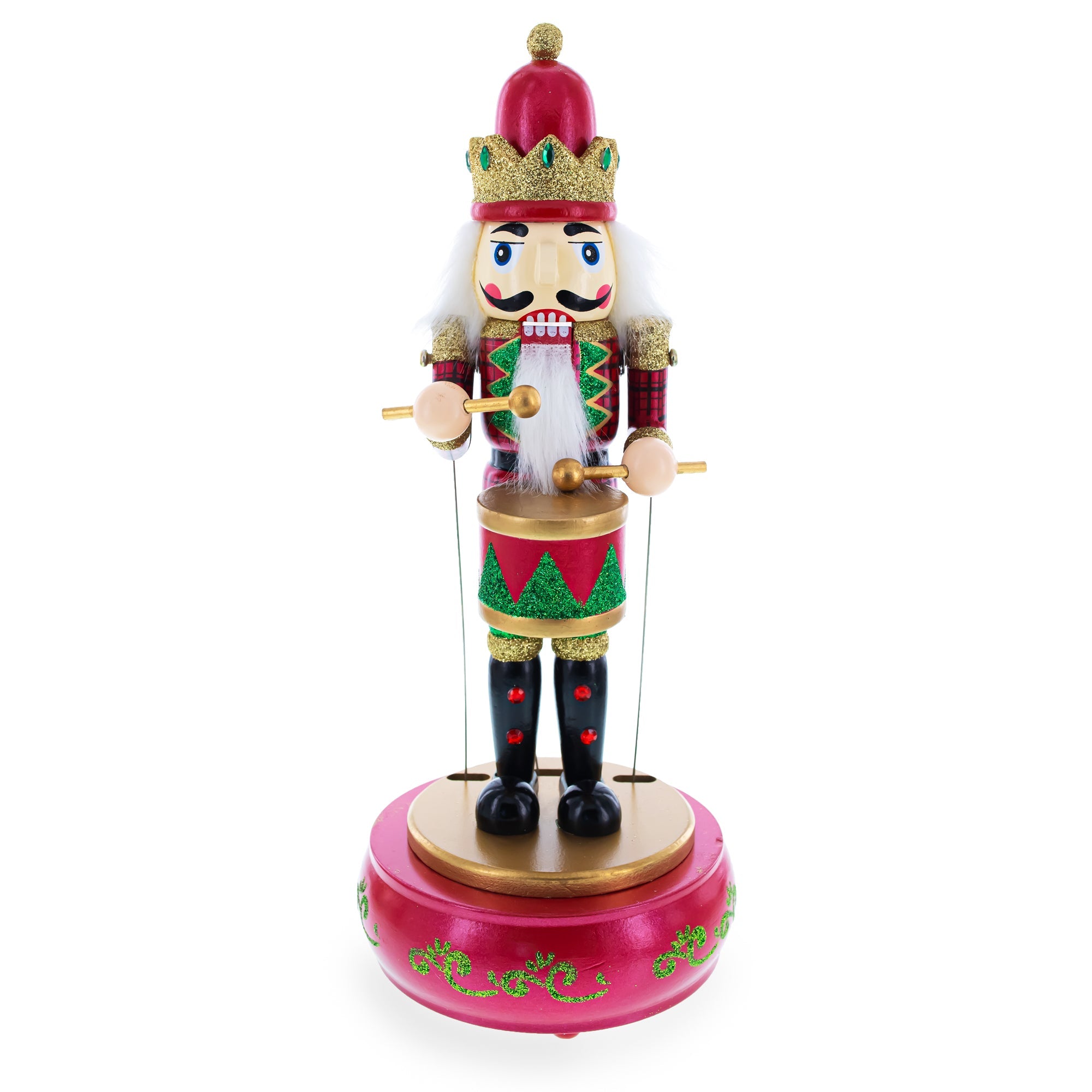 Animated Nutcracker Drummer Musical Figurine - Winter Music Box 13 Inches