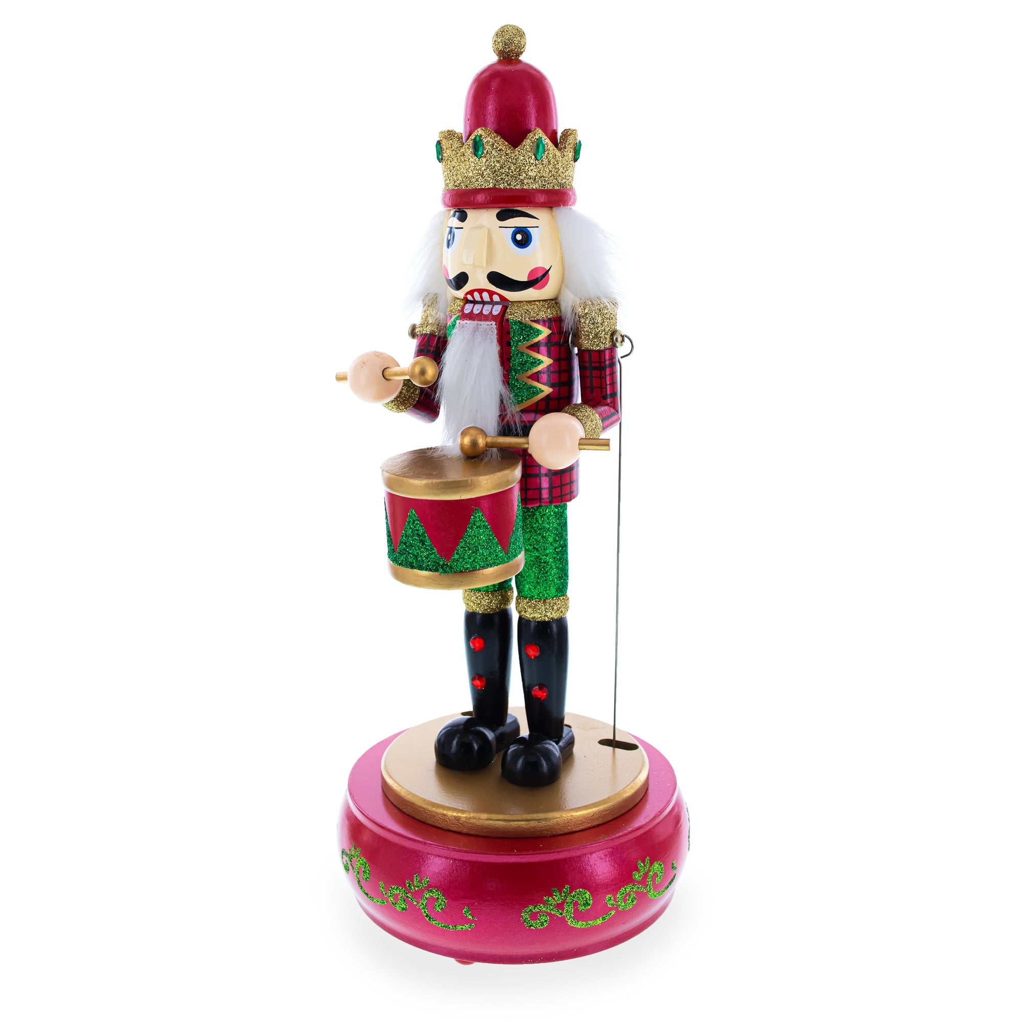 Animated Nutcracker Drummer Musical Figurine - Winter Music Box 13 Inches