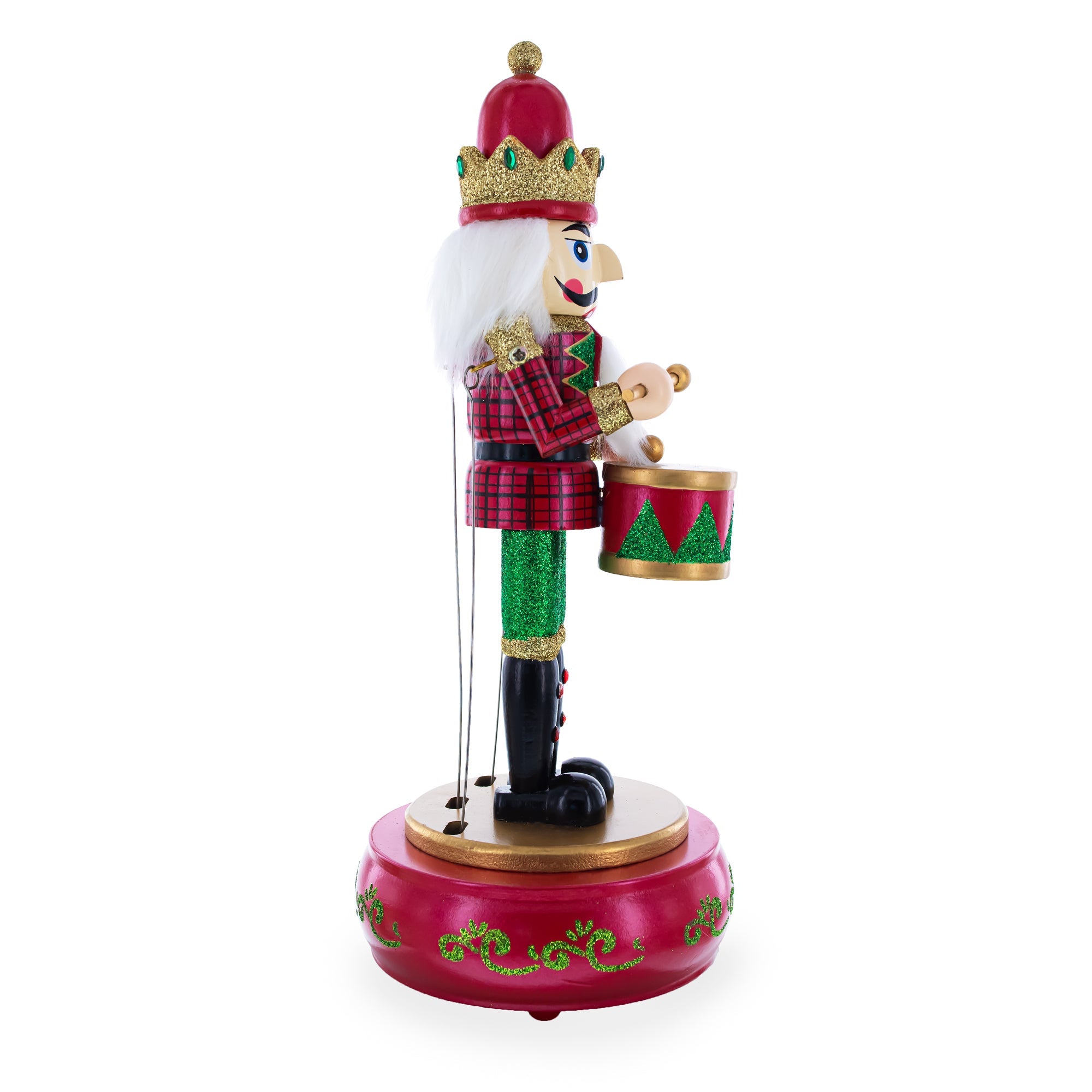 Animated Nutcracker Drummer Musical Figurine - Winter Music Box 13 Inches