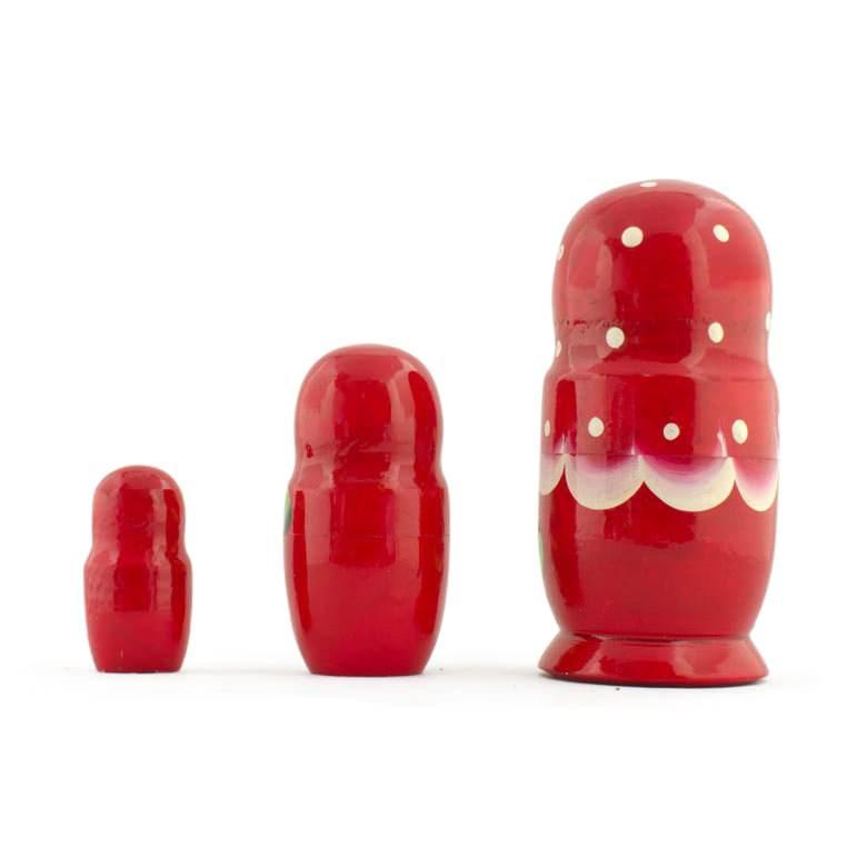 Set of 3 Wooden Floral Nesting Dolls - 3.5" Purple Flower Matryoshka