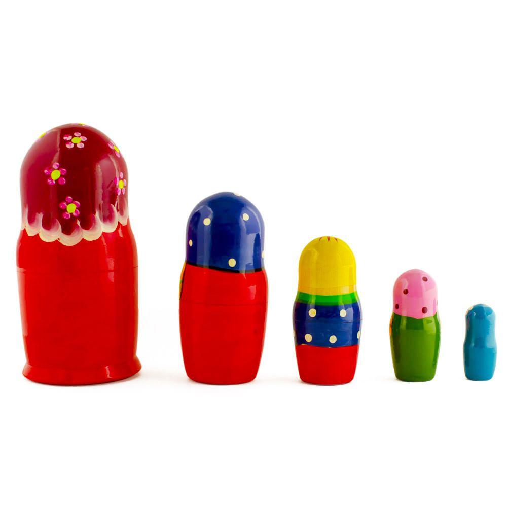 Set of 5 Girls with Cat, Rooster and Duck Animals Nesting Figurines 6 Inches
