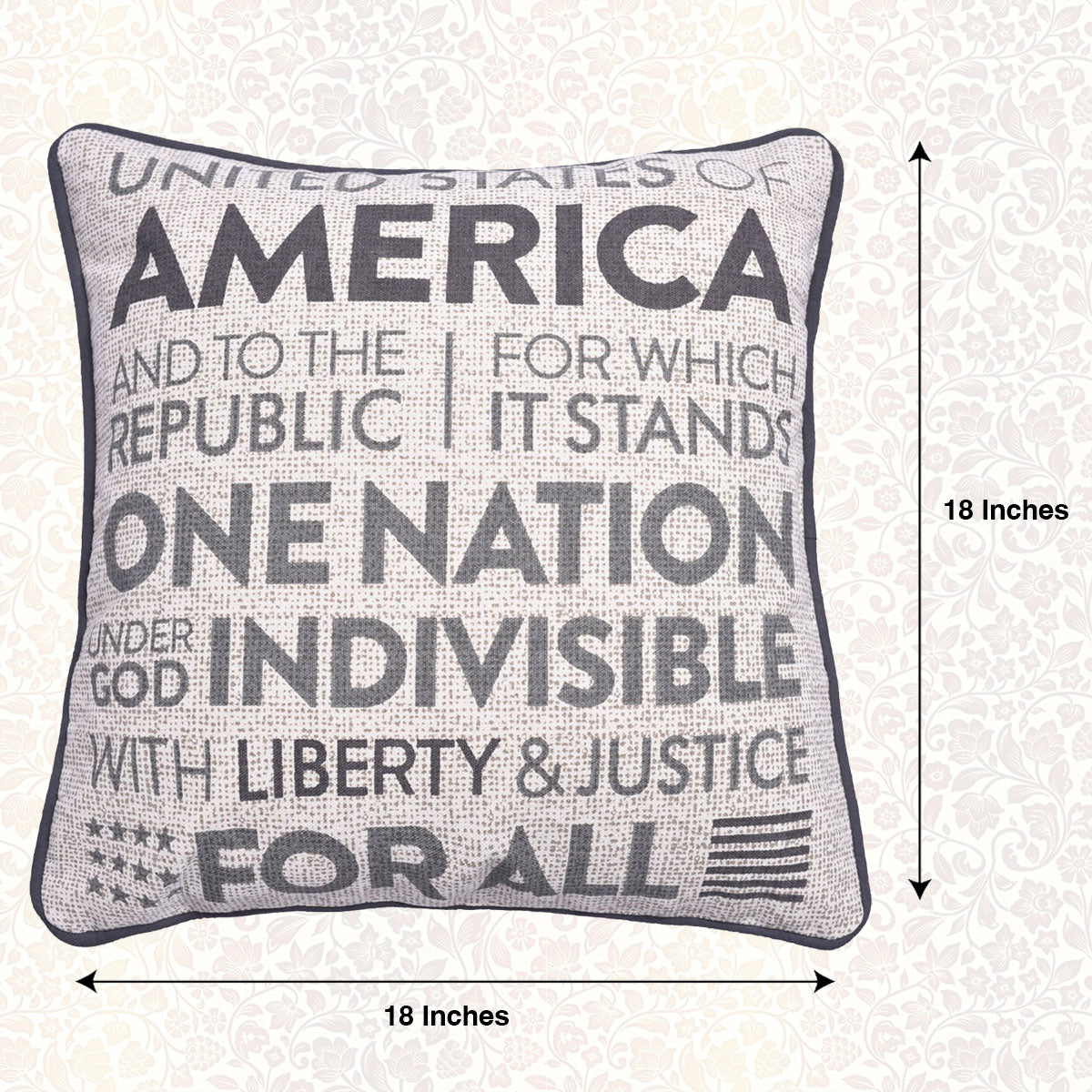 Patriotic Design Printed Throw Pillow Cover - Set of 3, 18 x 18 Inches