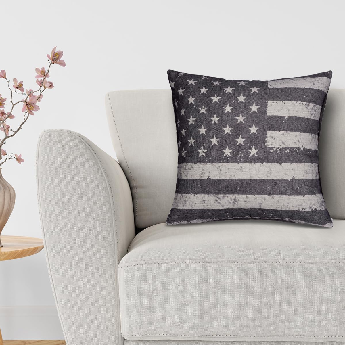 Patriotic Design Printed Throw Pillow Cover - 18 x 18 Inches