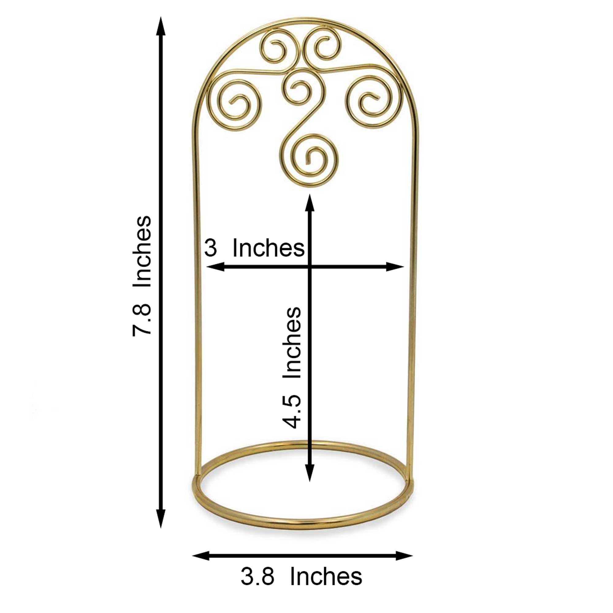 Arched Swirls Gold Tone Metal Ornament Stand Holder Display 7.75 Inches