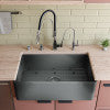Alfi Brand Abco3320Sb Concrete Color 33 Inch Reversible Single Fireclay Farmhouse Kitchen Sink