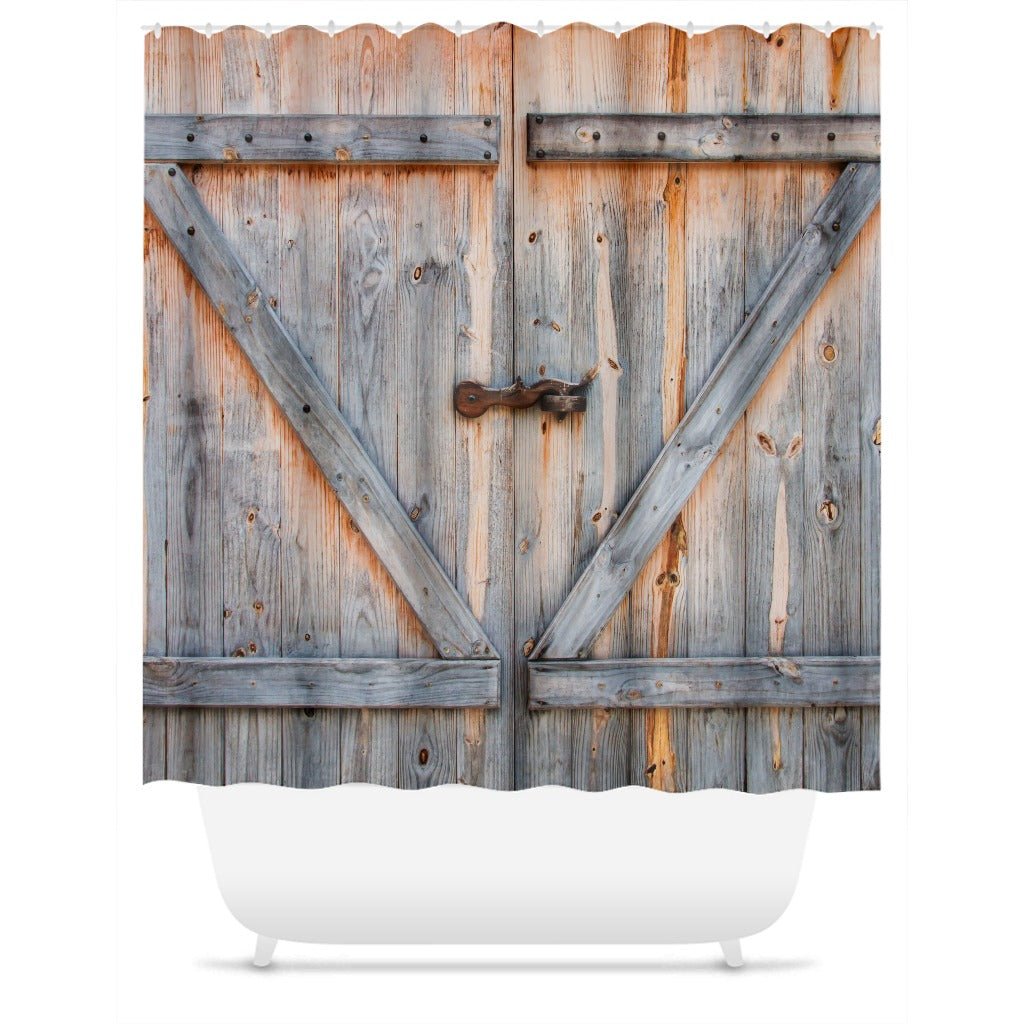 Old Barn Door Shower Curtain Rustic Vintage Farm Door Bathroom